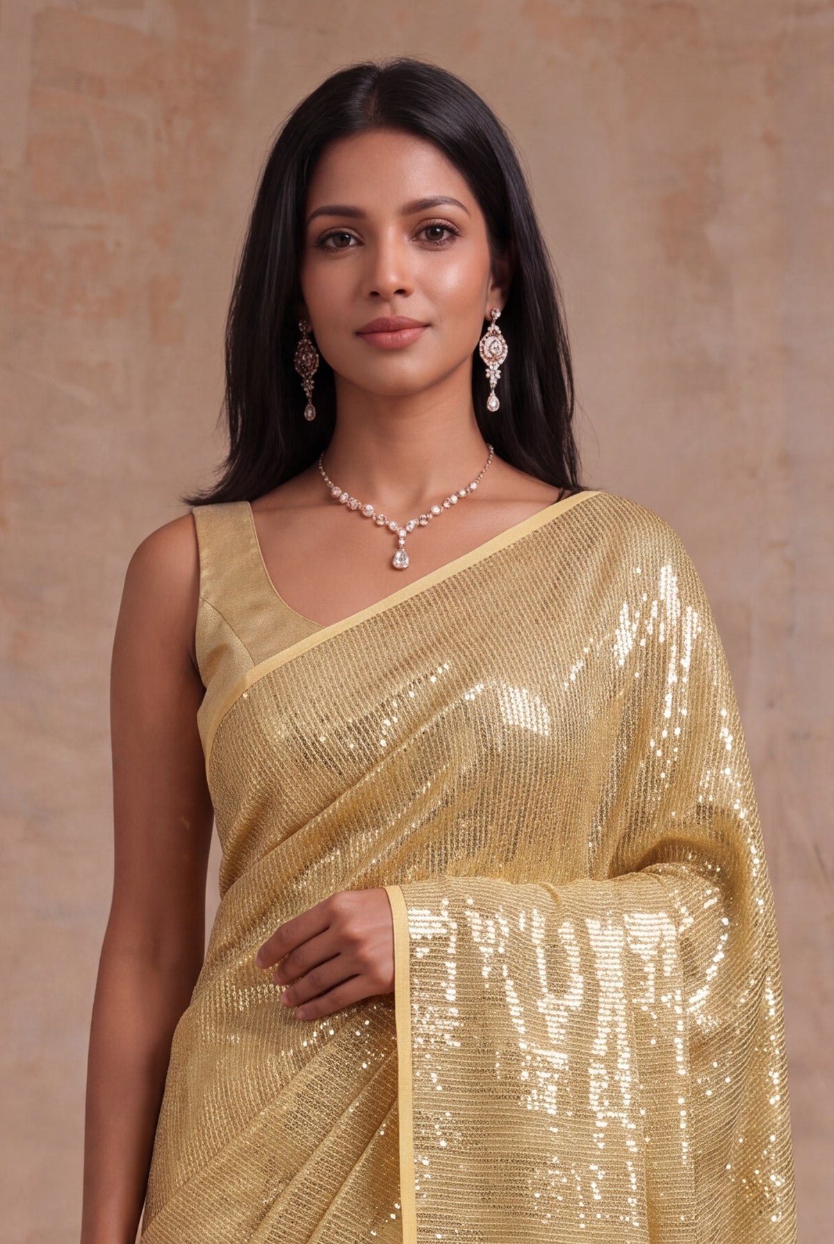 Yellow Georgette Saree - Mokshaa
