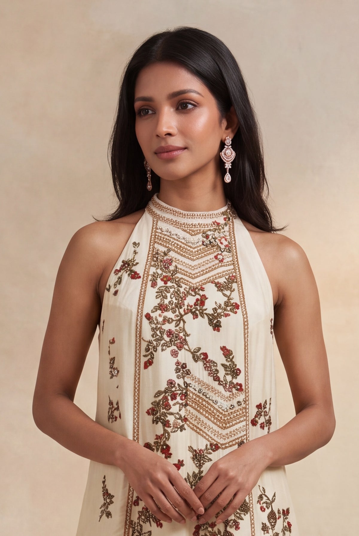 Ivory Silk Indo-Western Set - Mokshaa