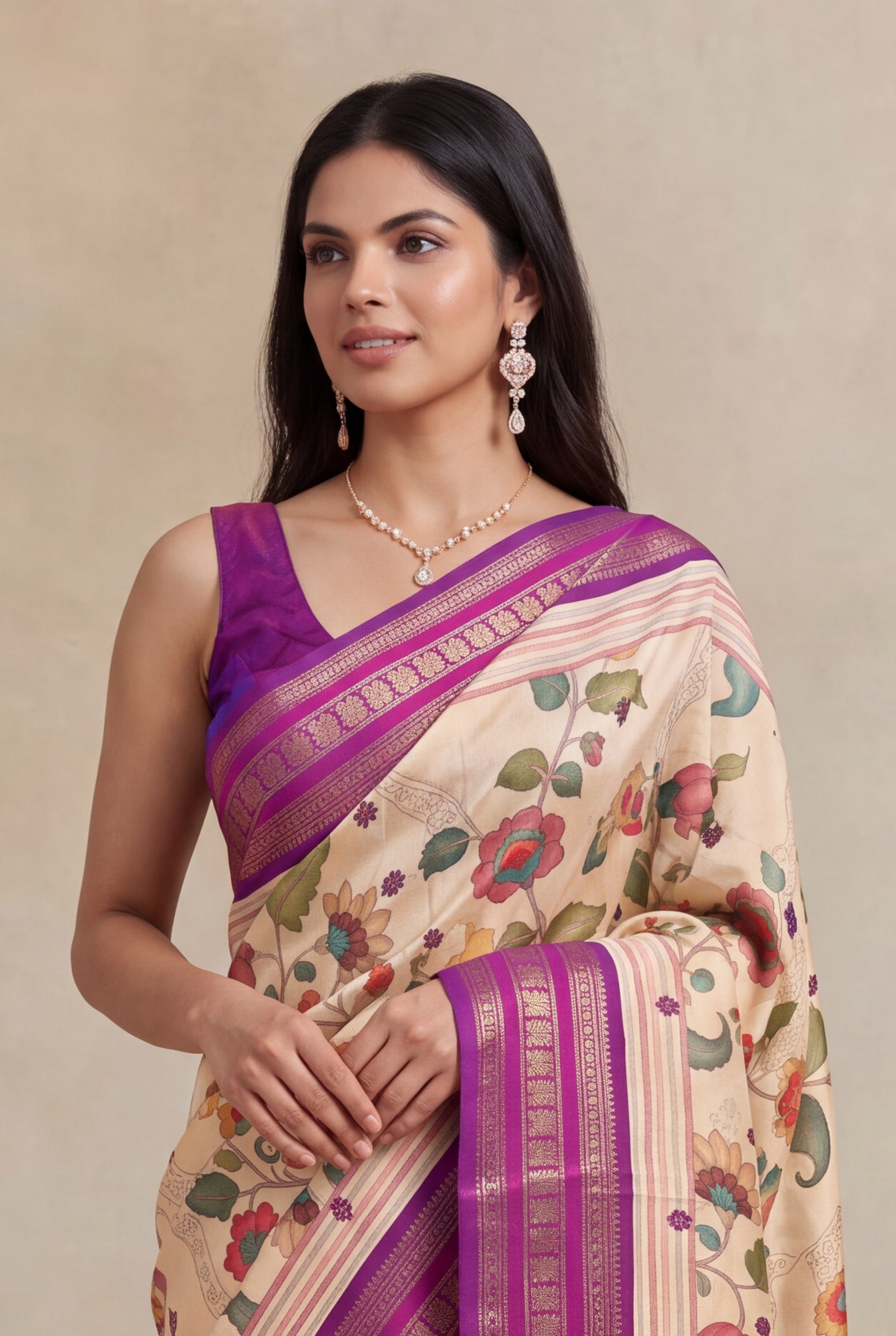 Light Peach Kanchivaram Silk Saree