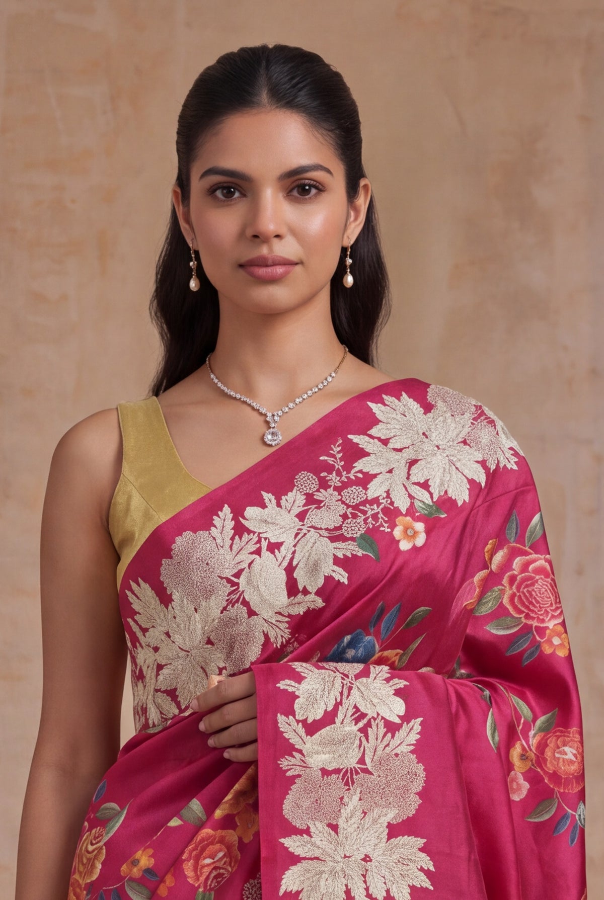 Rani Pink Tussar Silk Saree - Mokshaa