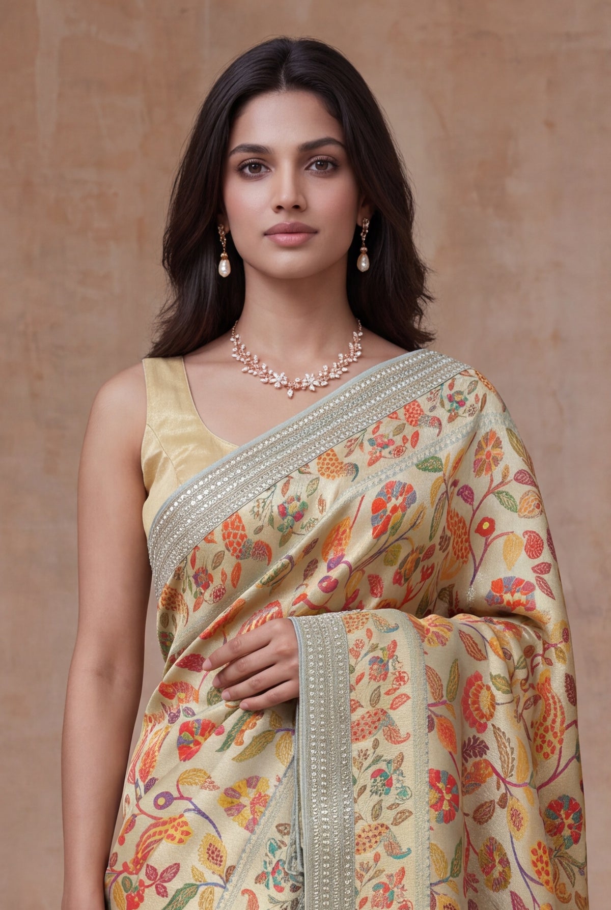 Light Green Tissue Georgette Printed Saree - Mokshaa