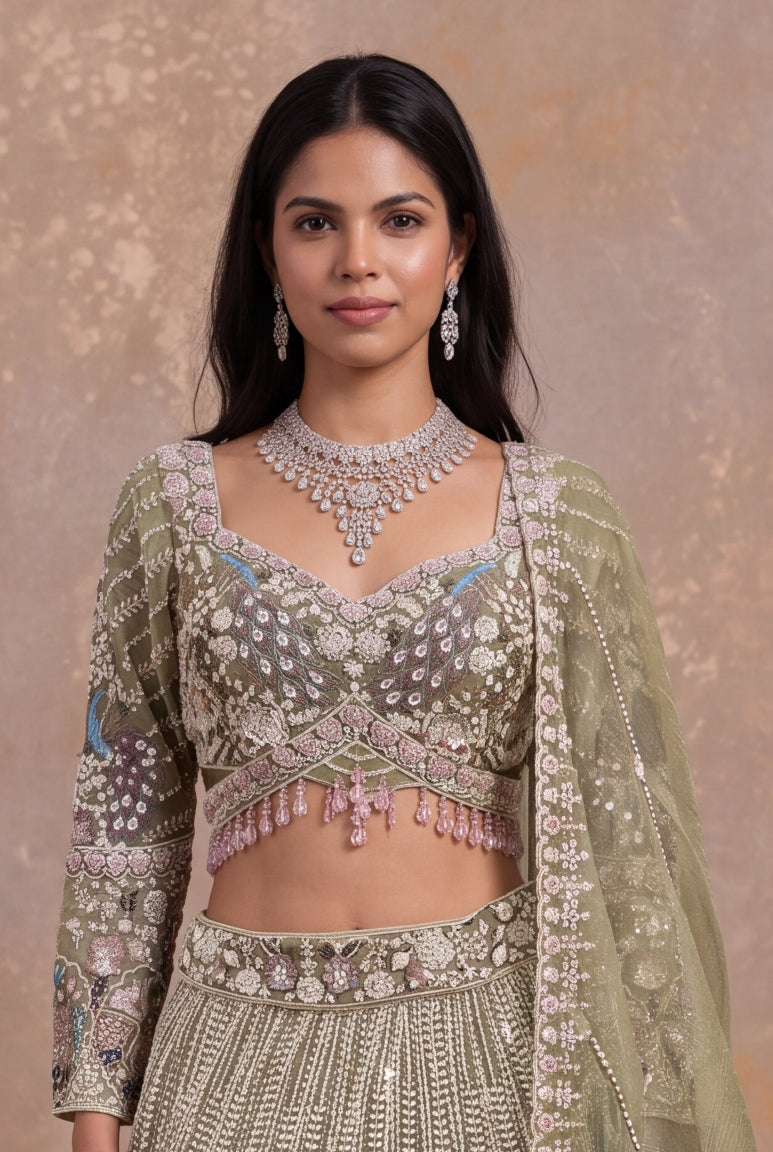 Sage Green Shimmer Tissue - Mokshaa