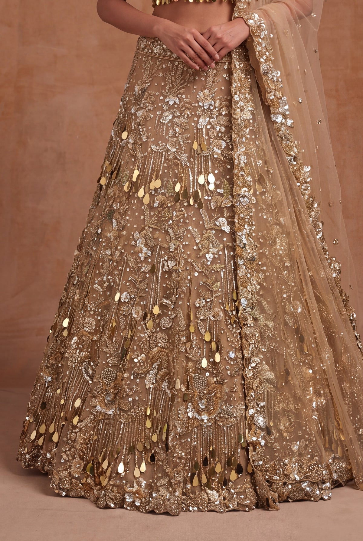 Gold Net Bridal Lehenga - Mokshaa