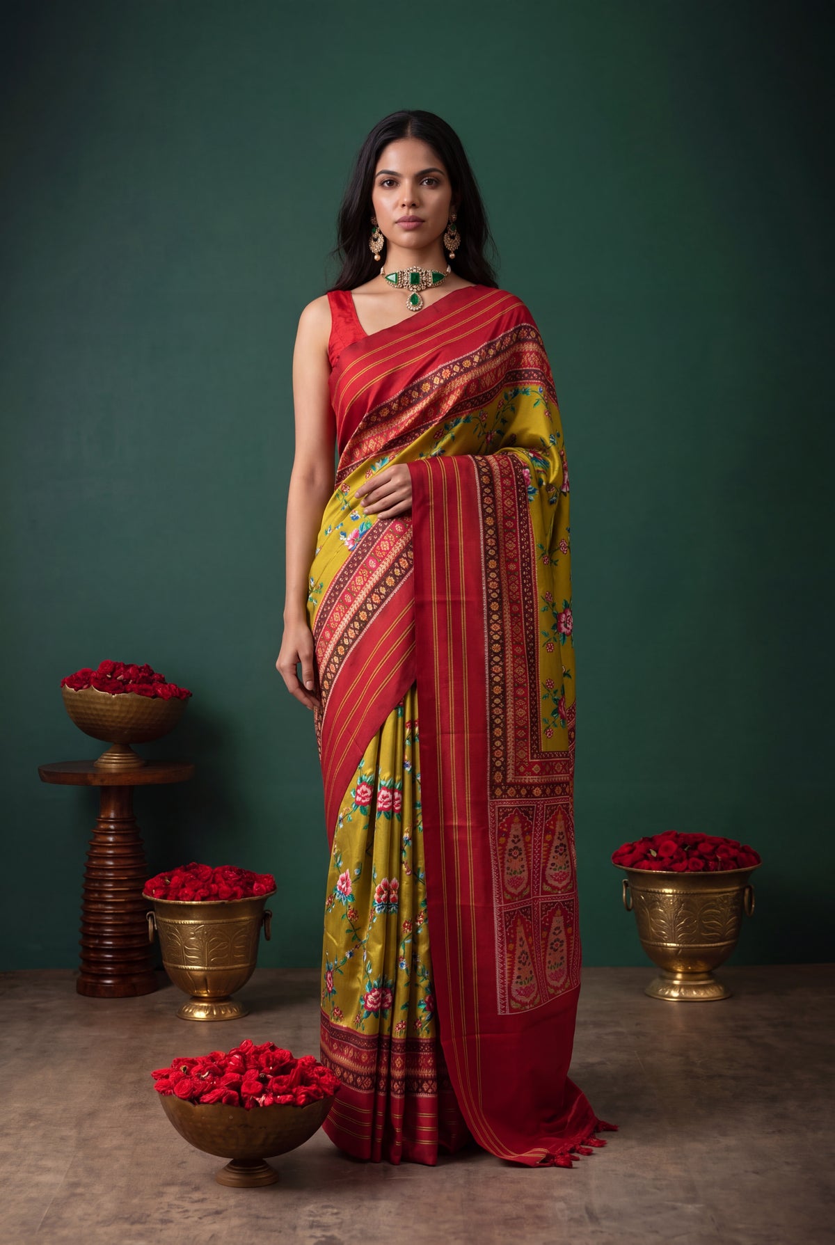 Light Green Patola Silk Saree - Mokshaa