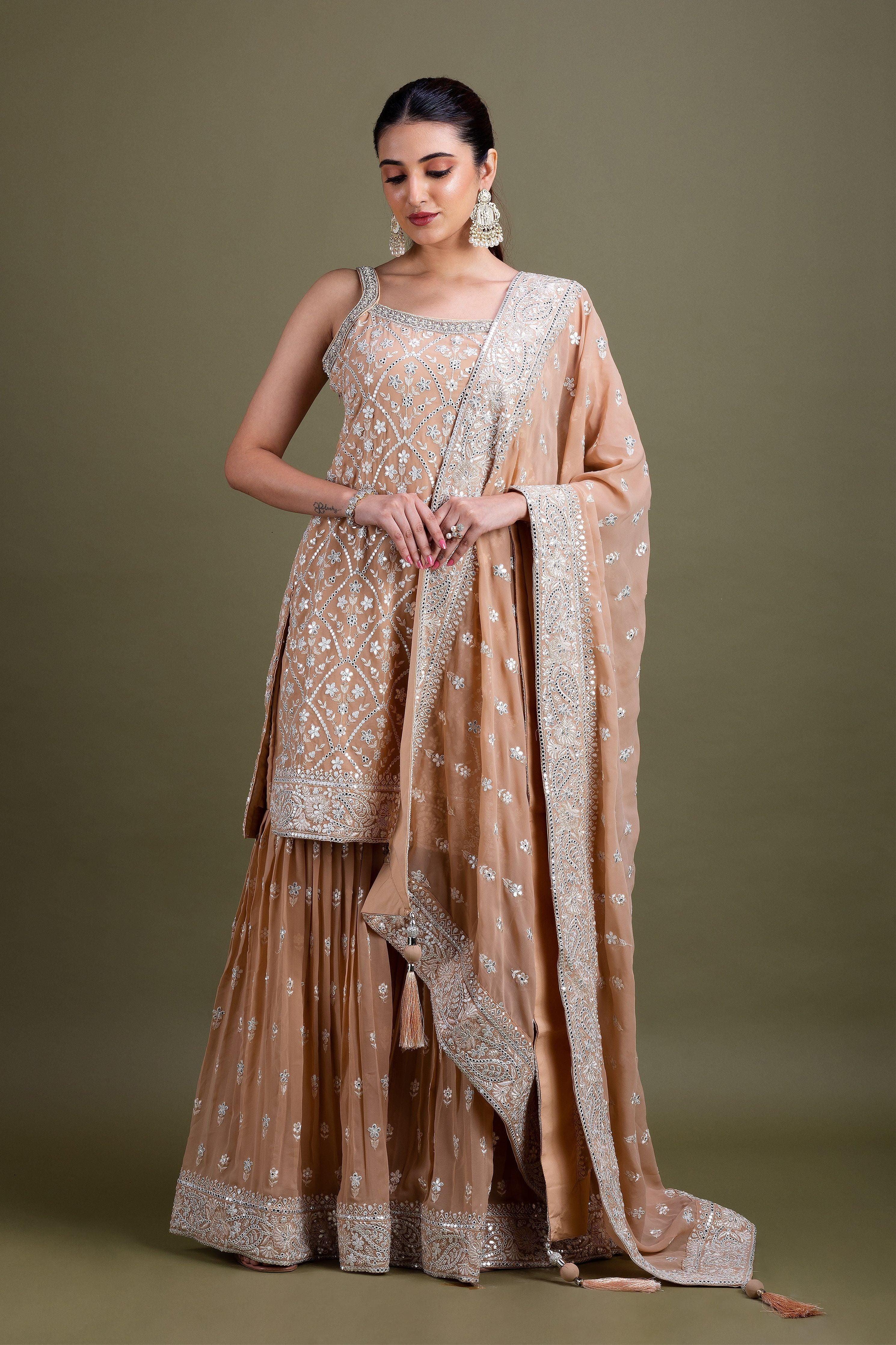 Beige Sharara Set - Mokshaa