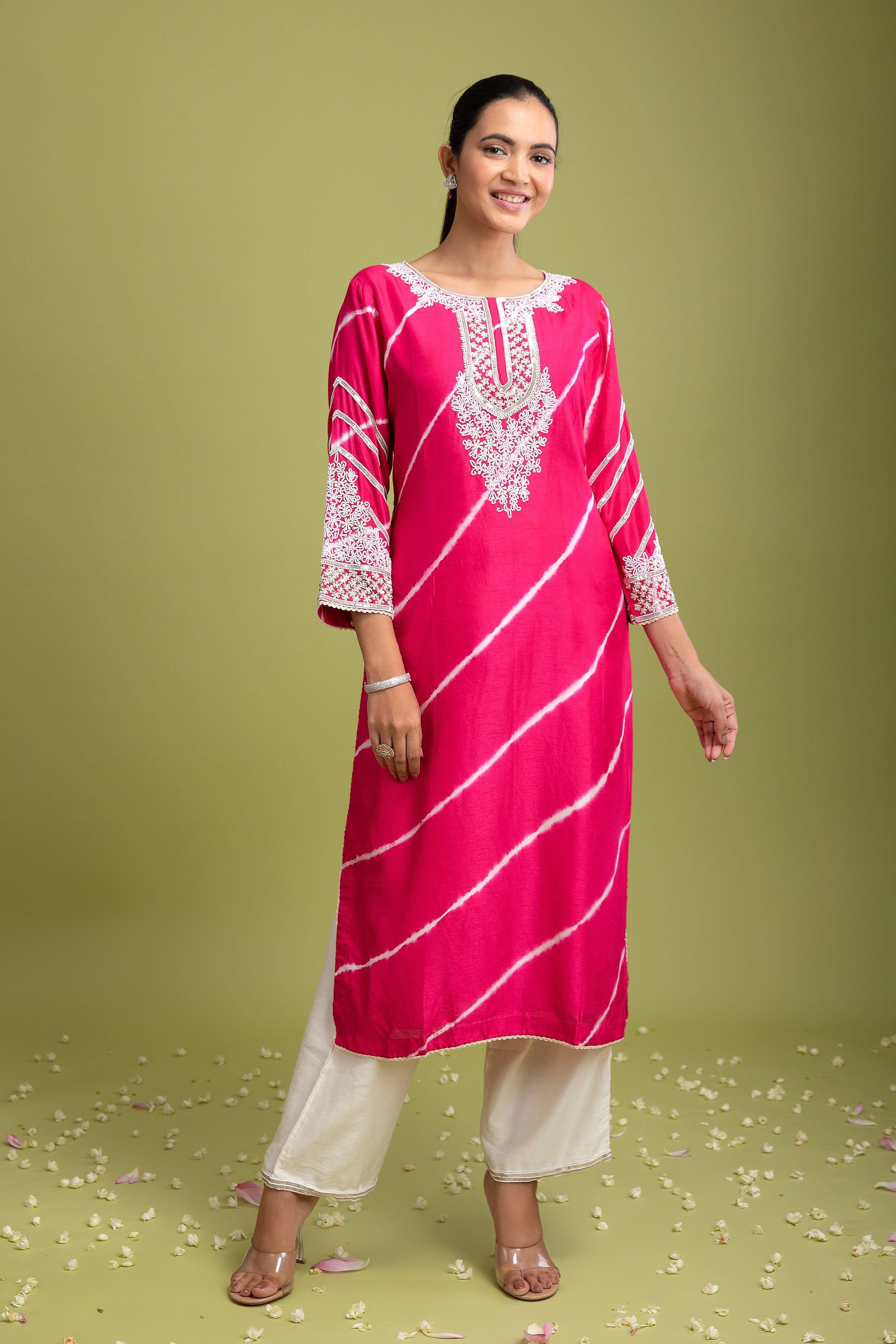 Pink Tie-Dye Kurti Set - Mokshaa