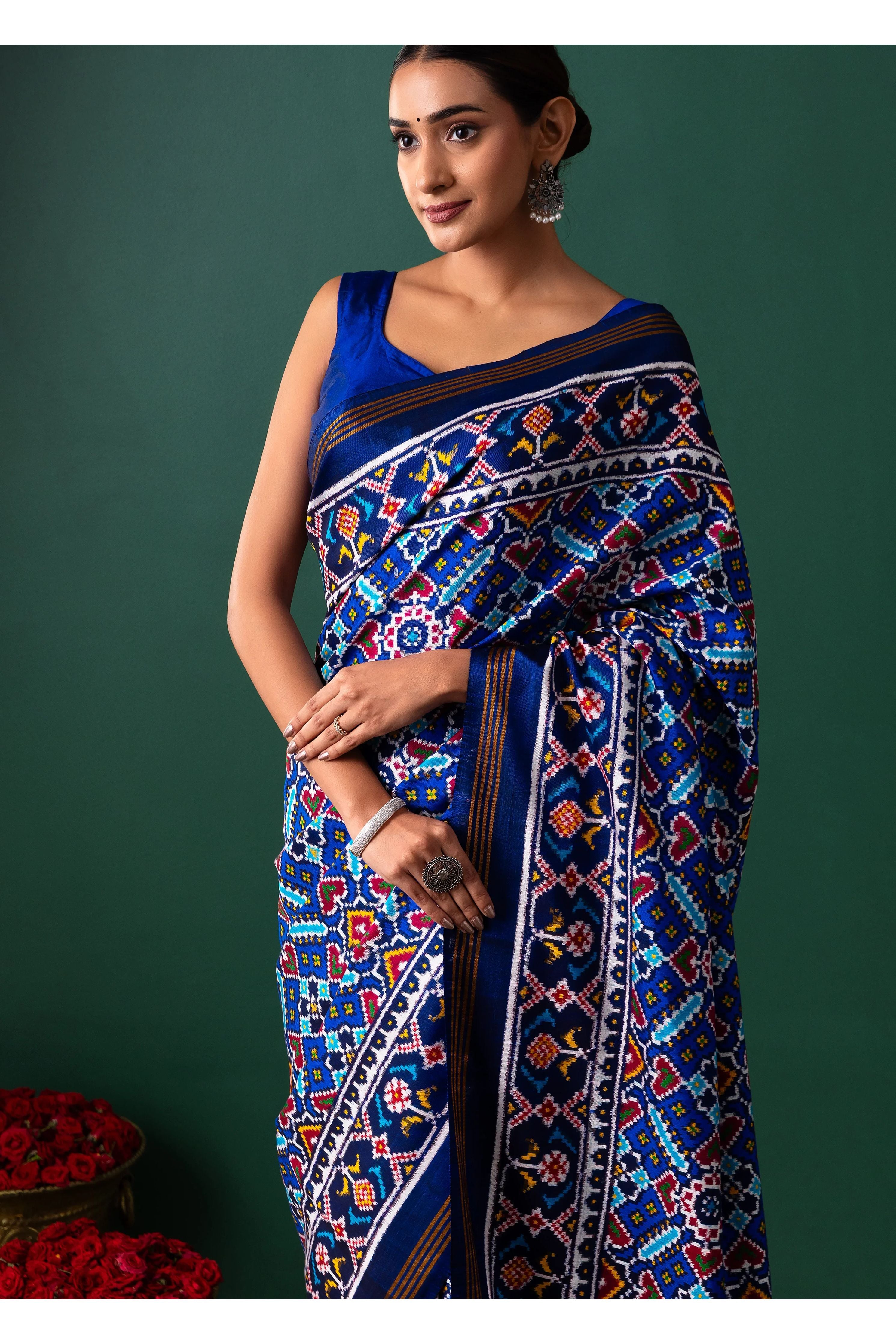 Blue Patan Patola Saree All Over Motifs - Mokshaa