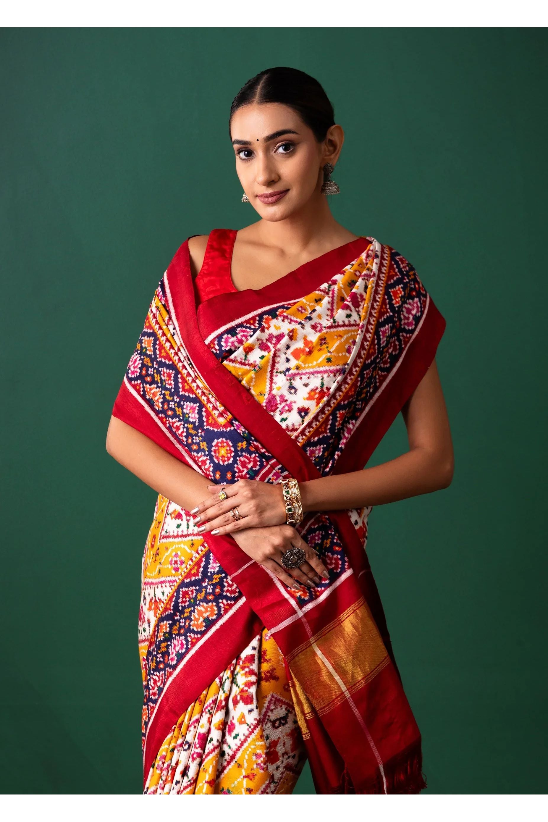 Yellow Patan Pattola Saree All Over Motifs - Mokshaa