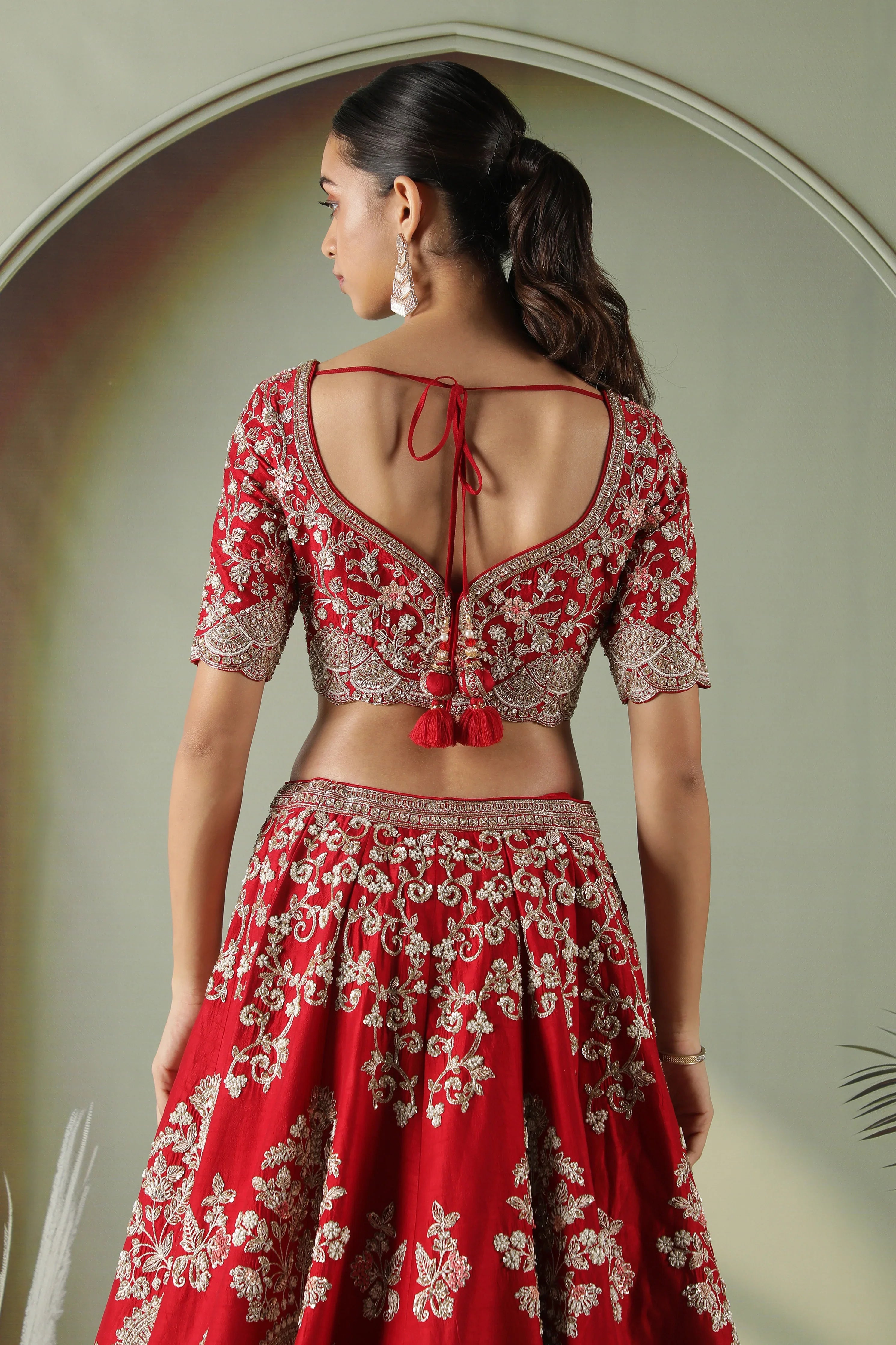 Plum Raw Silk Bridal Lehenga Set - Mokshaa