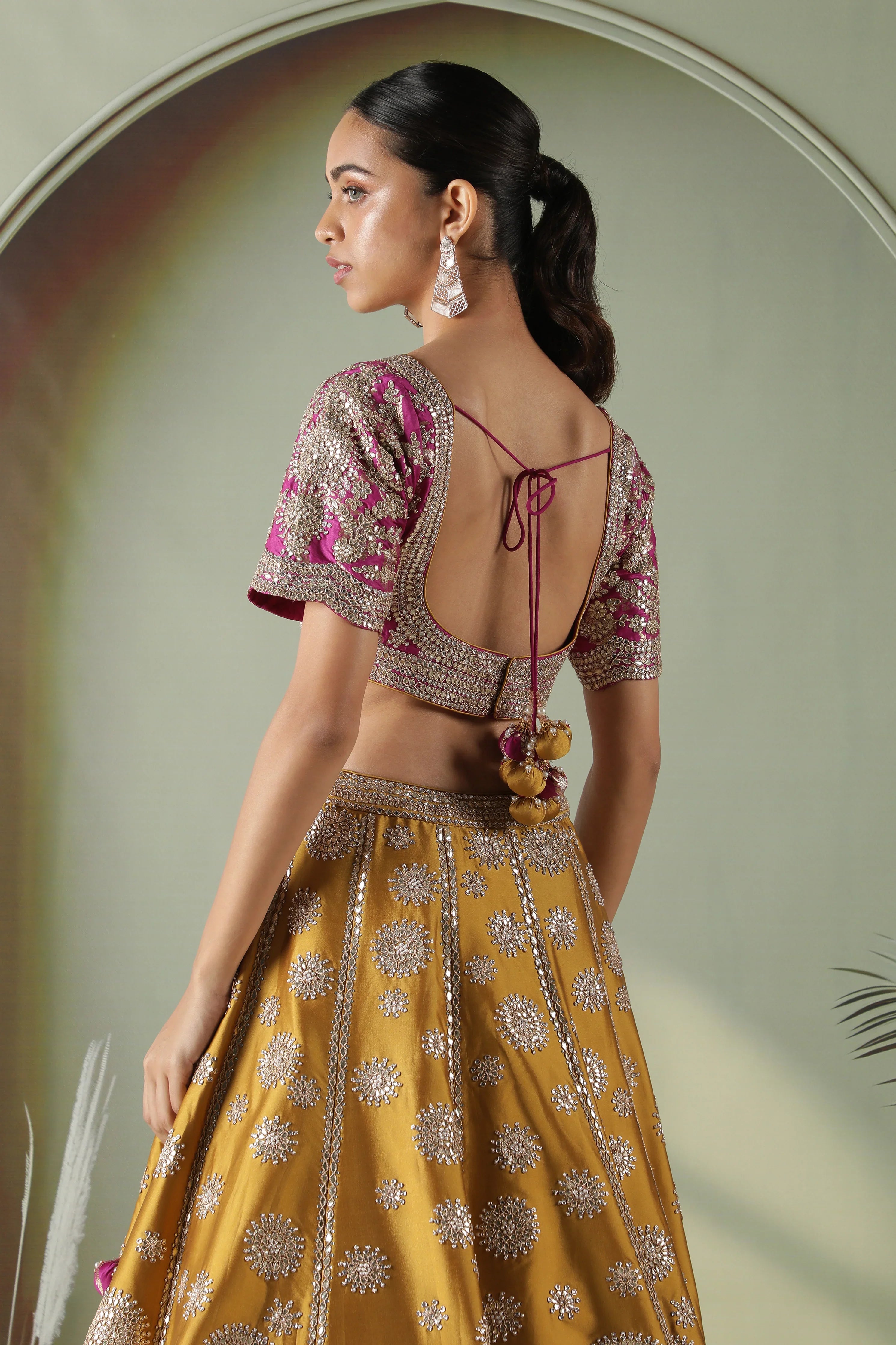 Mustard Silk Lehenga Set - Mokshaa