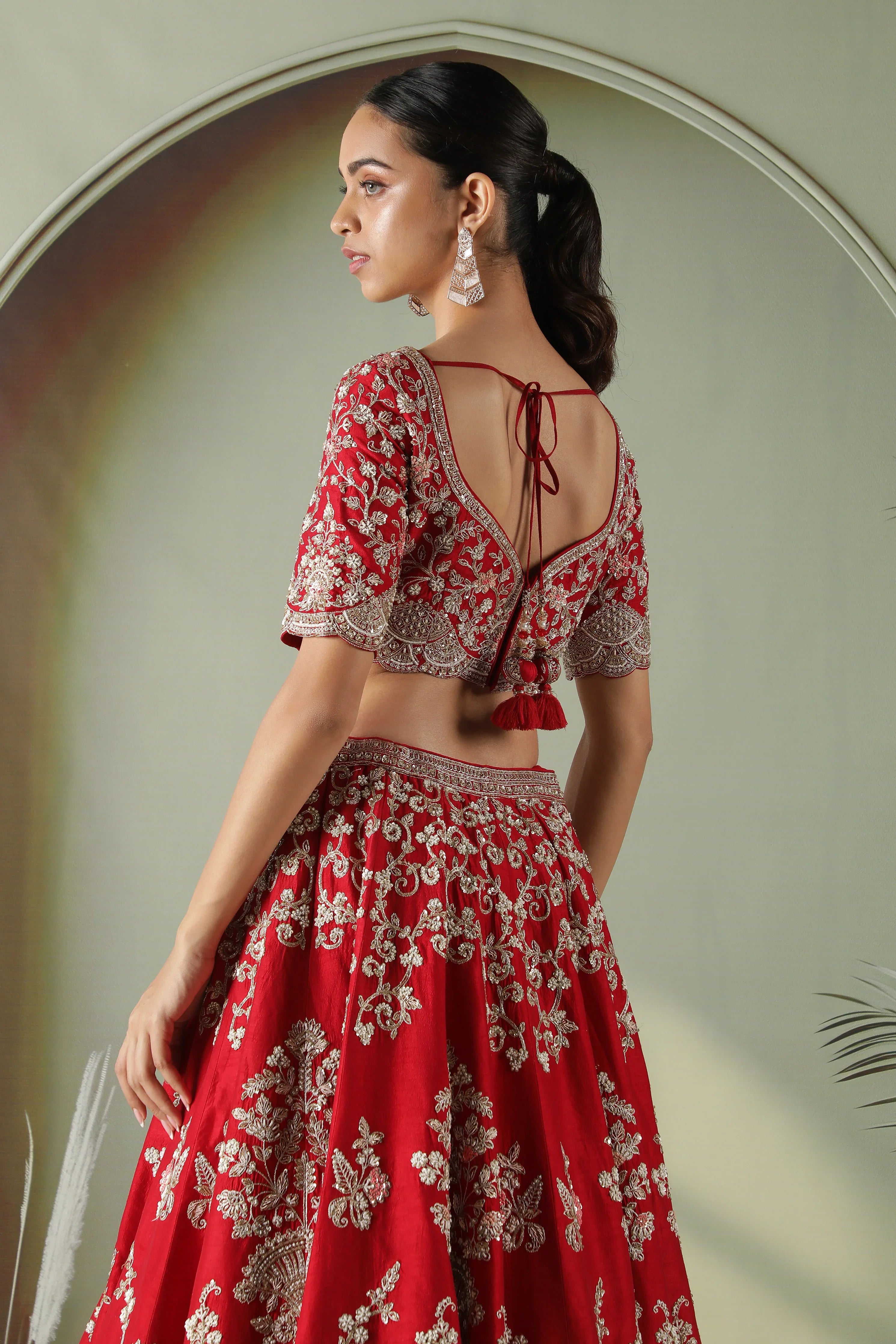 Plum Raw Silk Bridal Lehenga Set - Mokshaa