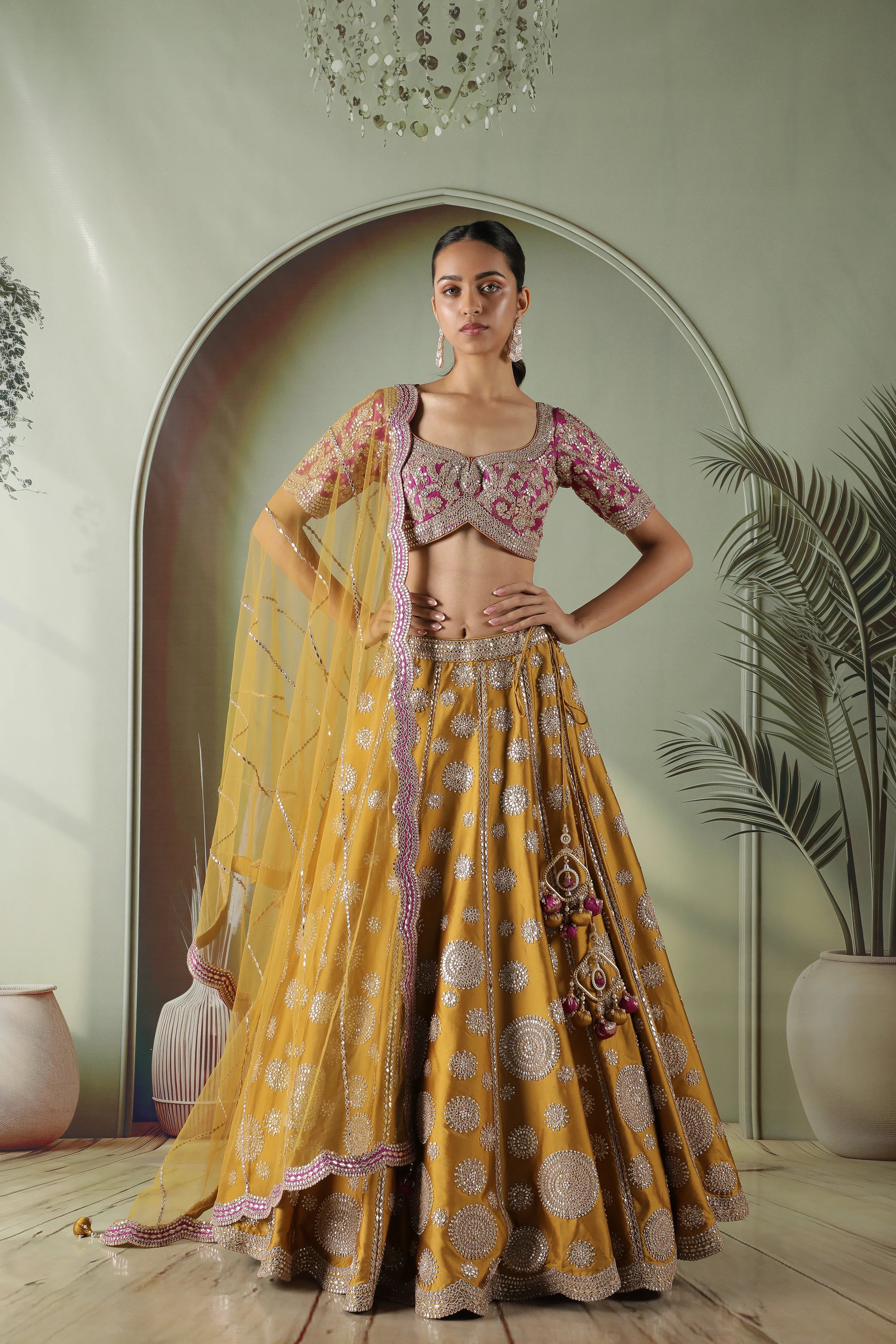 Mustard Silk Lehenga Set - Mokshaa