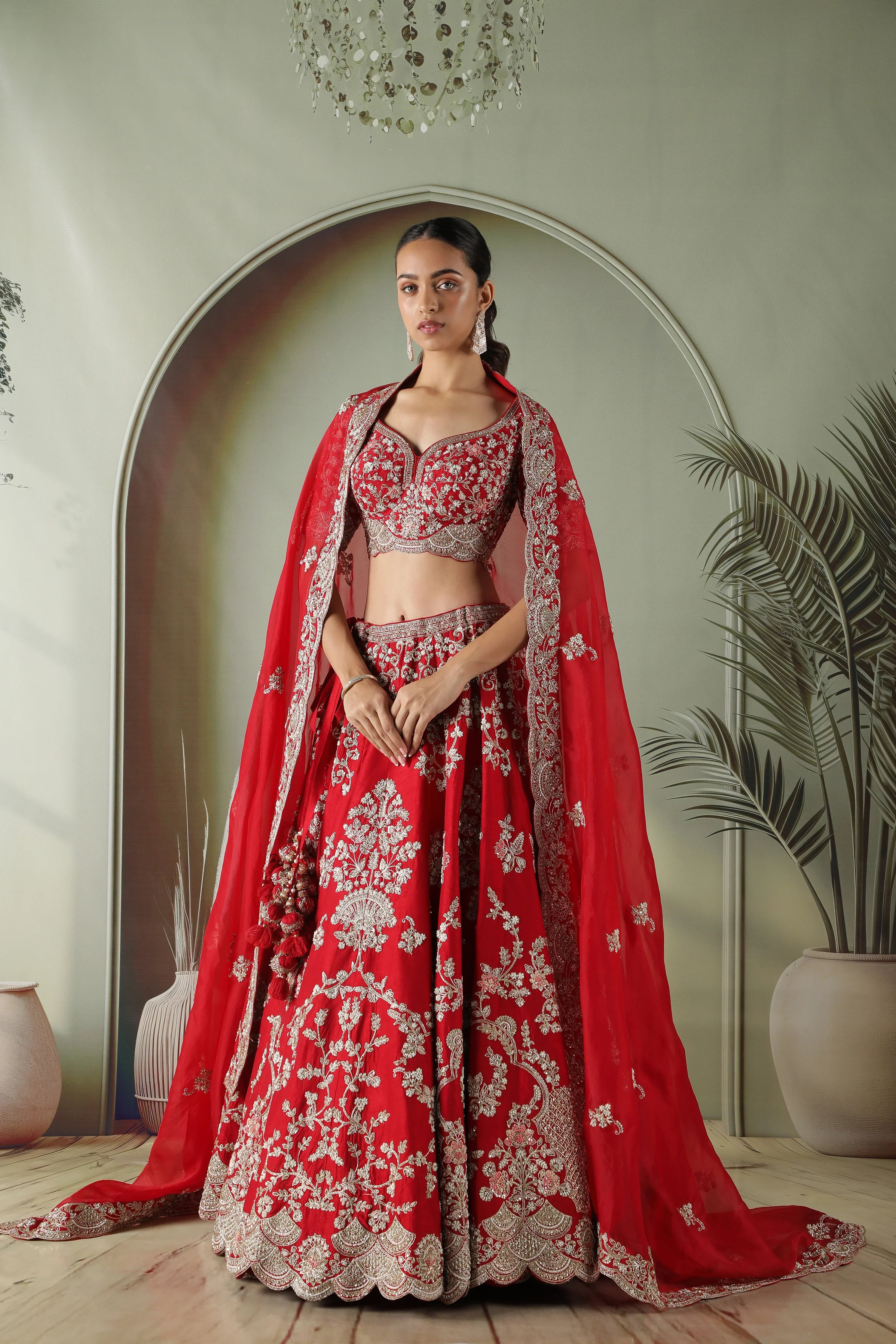 Plum Raw Silk Bridal Lehenga Set - Mokshaa