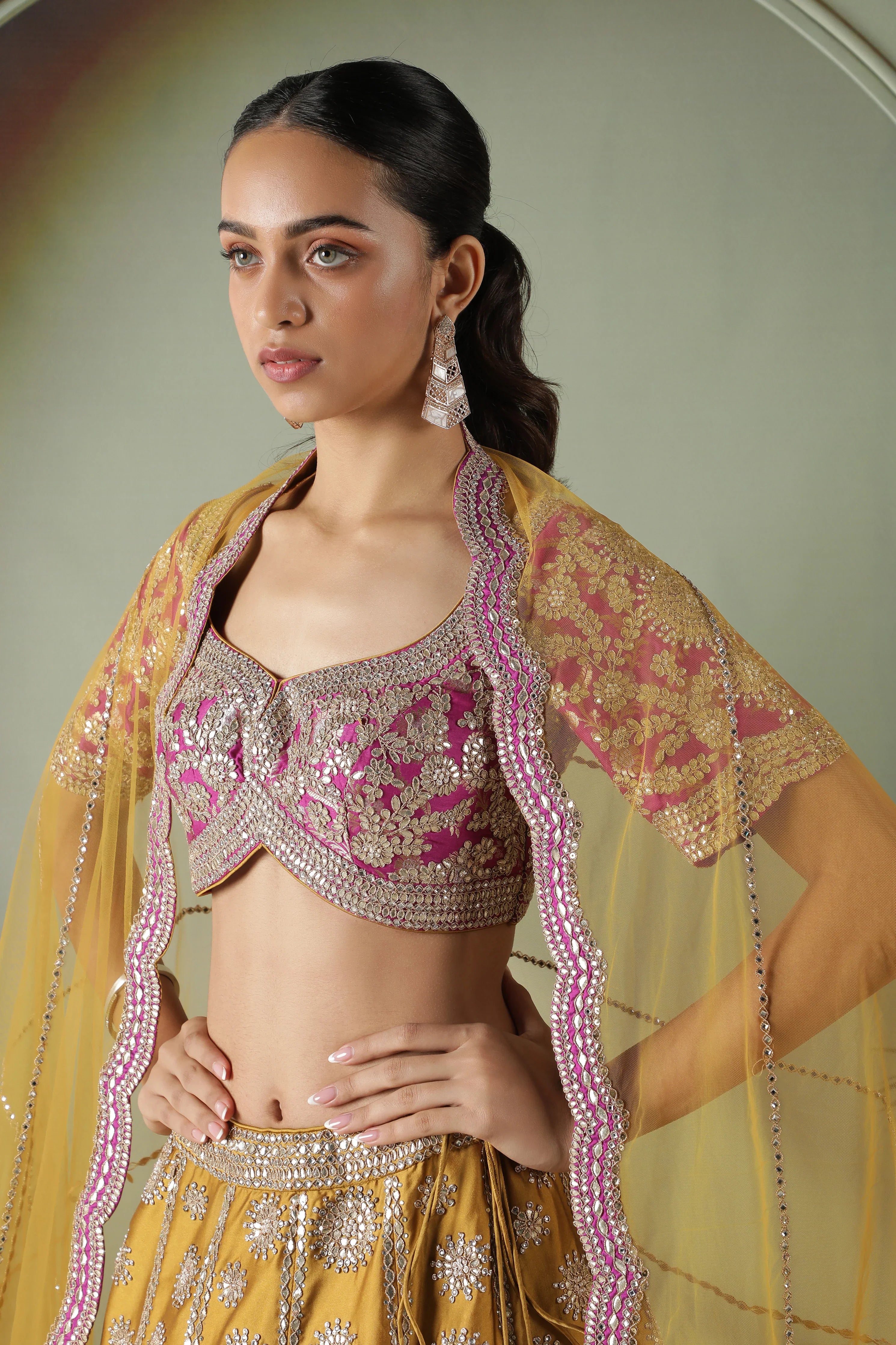 Mustard Silk Lehenga Set - Mokshaa