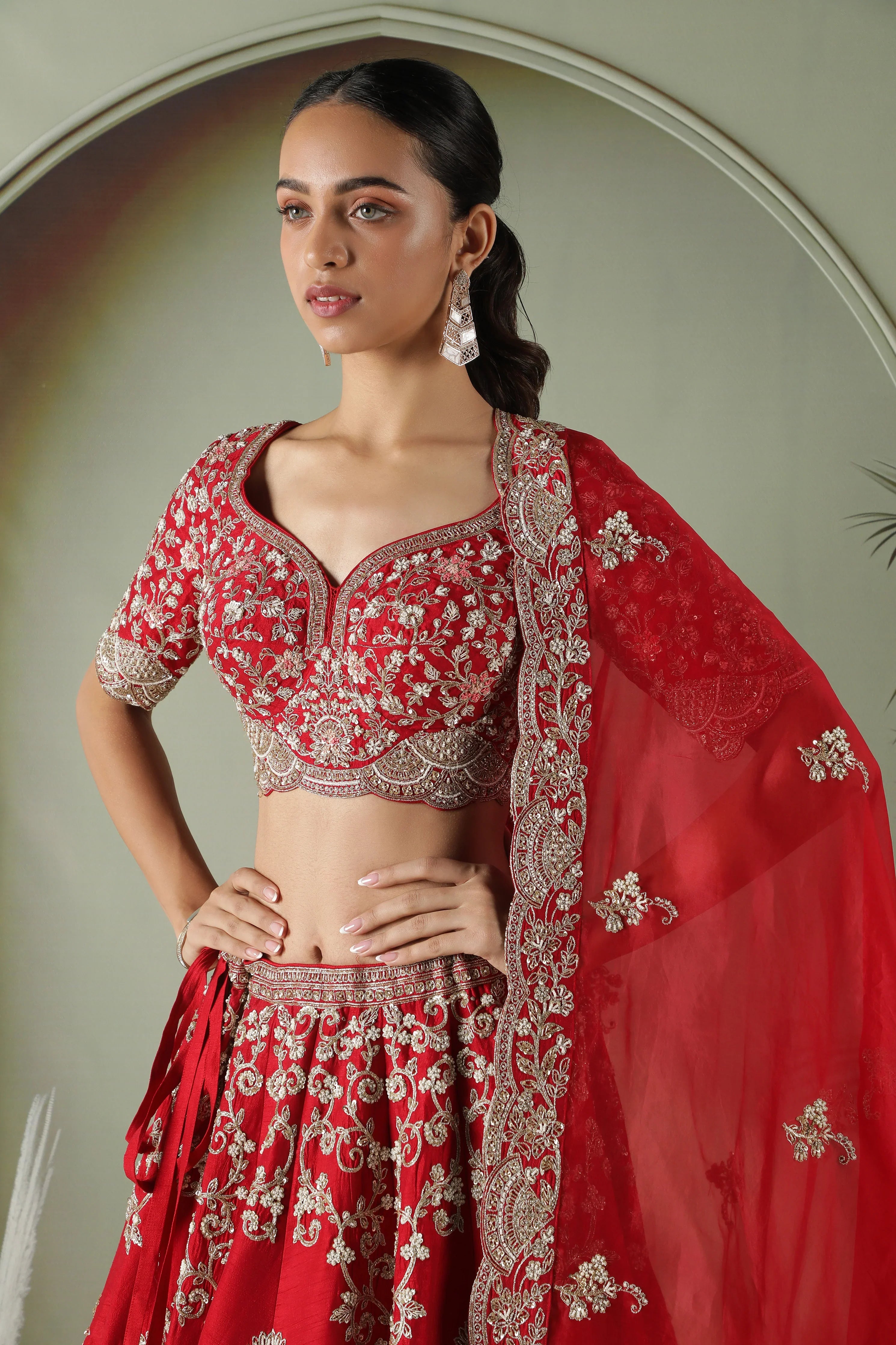 Plum Raw Silk Bridal Lehenga Set - Mokshaa