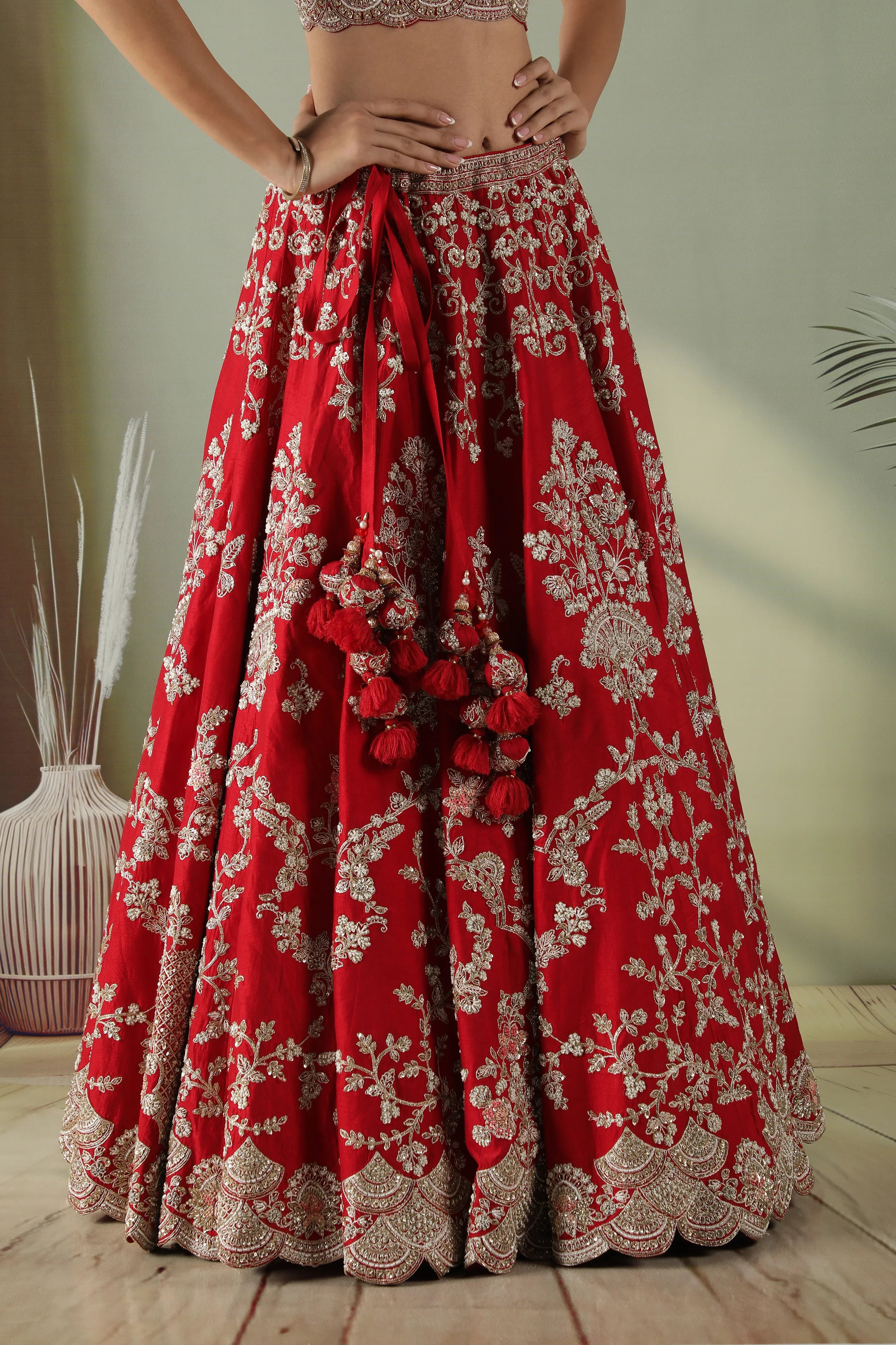 Plum Raw Silk Bridal Lehenga Set - Mokshaa