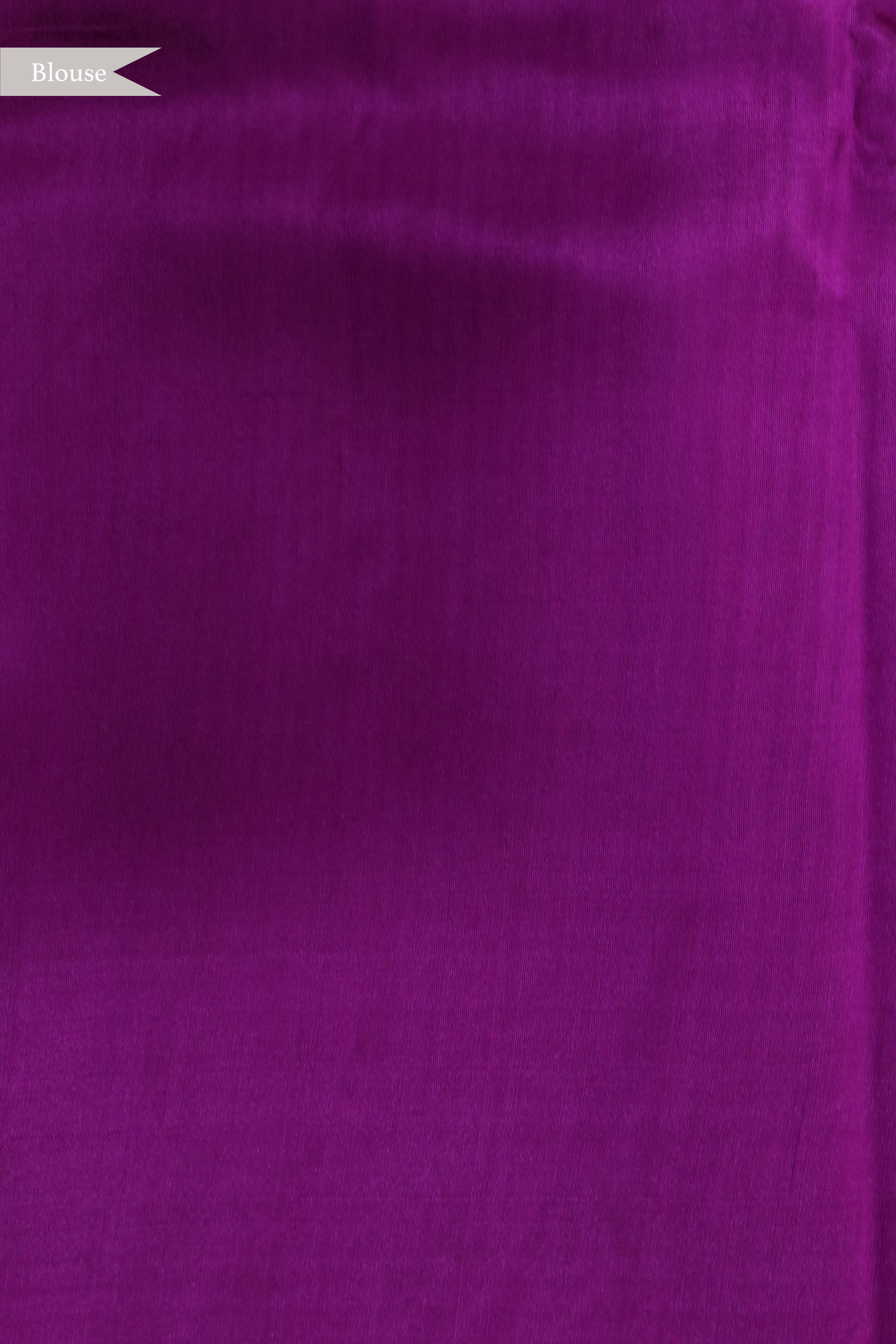Dusty Wine Silk Saree with Floral Print & Ikat Border