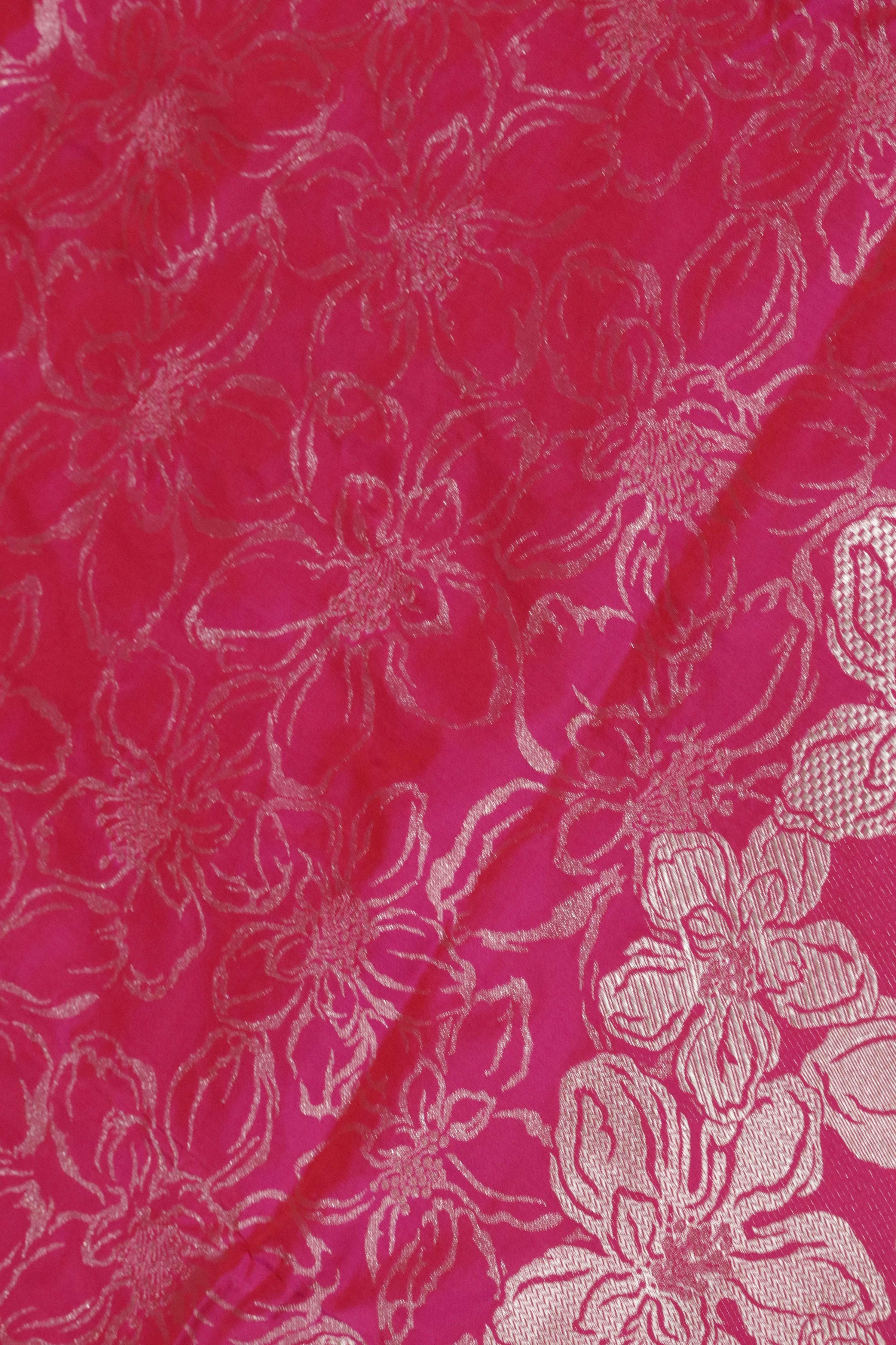 Rani Pink Banarasi Zari Jaal Saree - Mokshaa