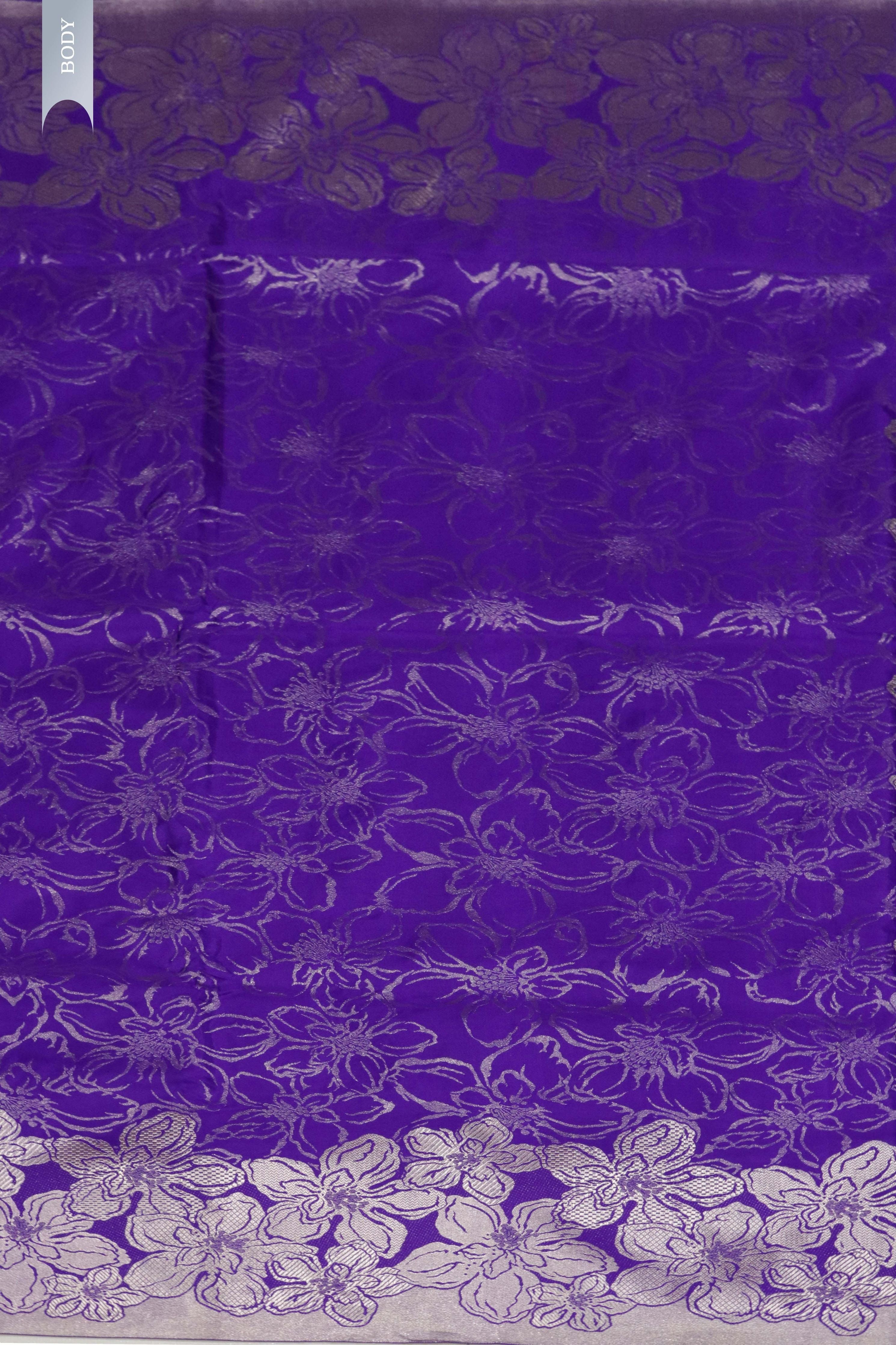 Violet Blue Banarasi Zari Silk Saree - Mokshaa