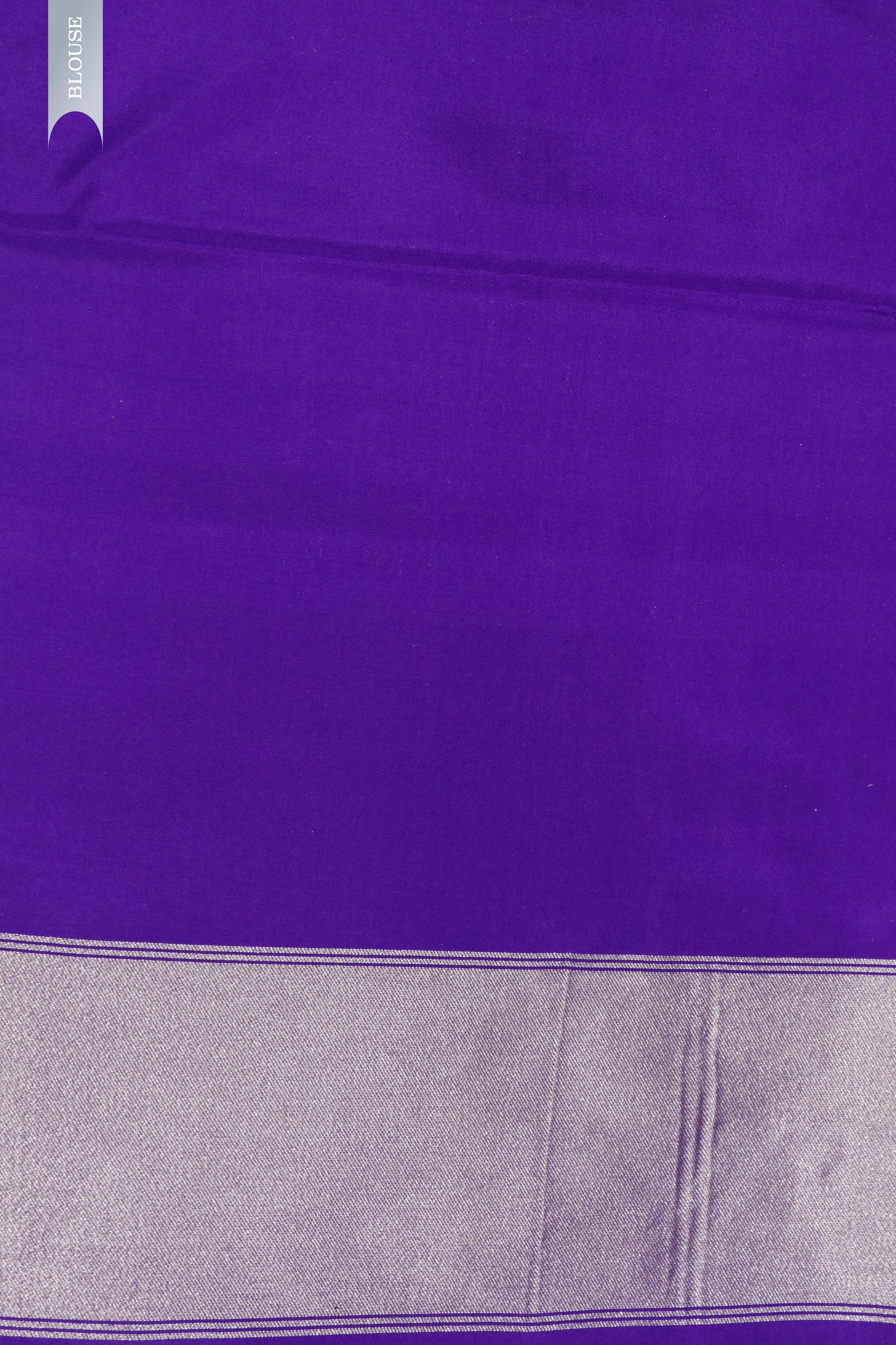 Violet Blue Banarasi Zari Silk Saree - Mokshaa