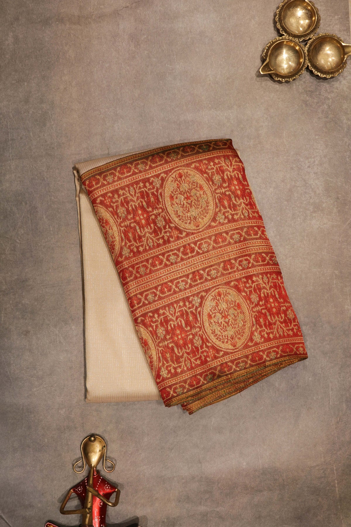 Off-White Kanchivaram Silk Saree - Mokshaa