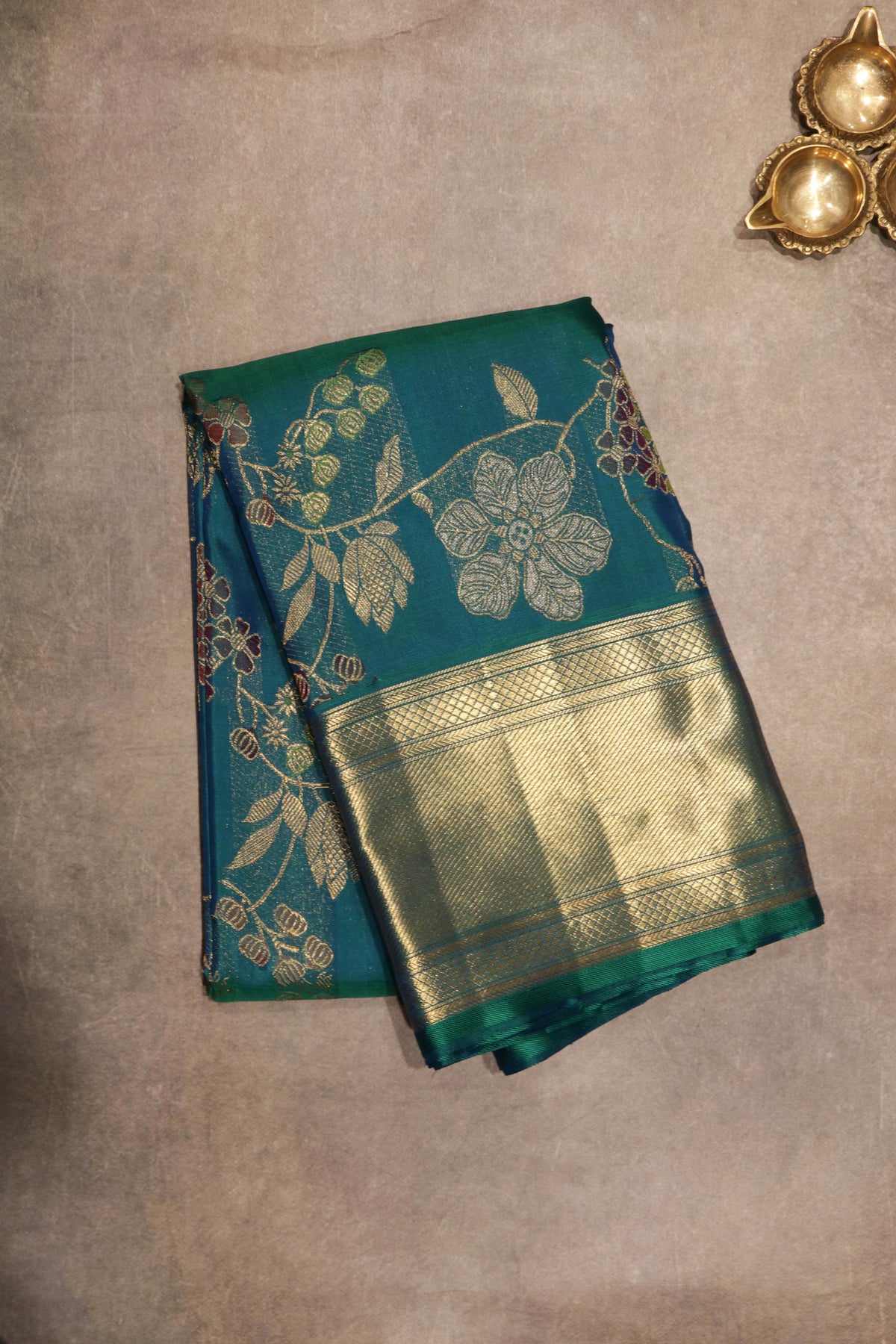Turquoise Blue Kanchivaram Silk Saree - Mokshaa