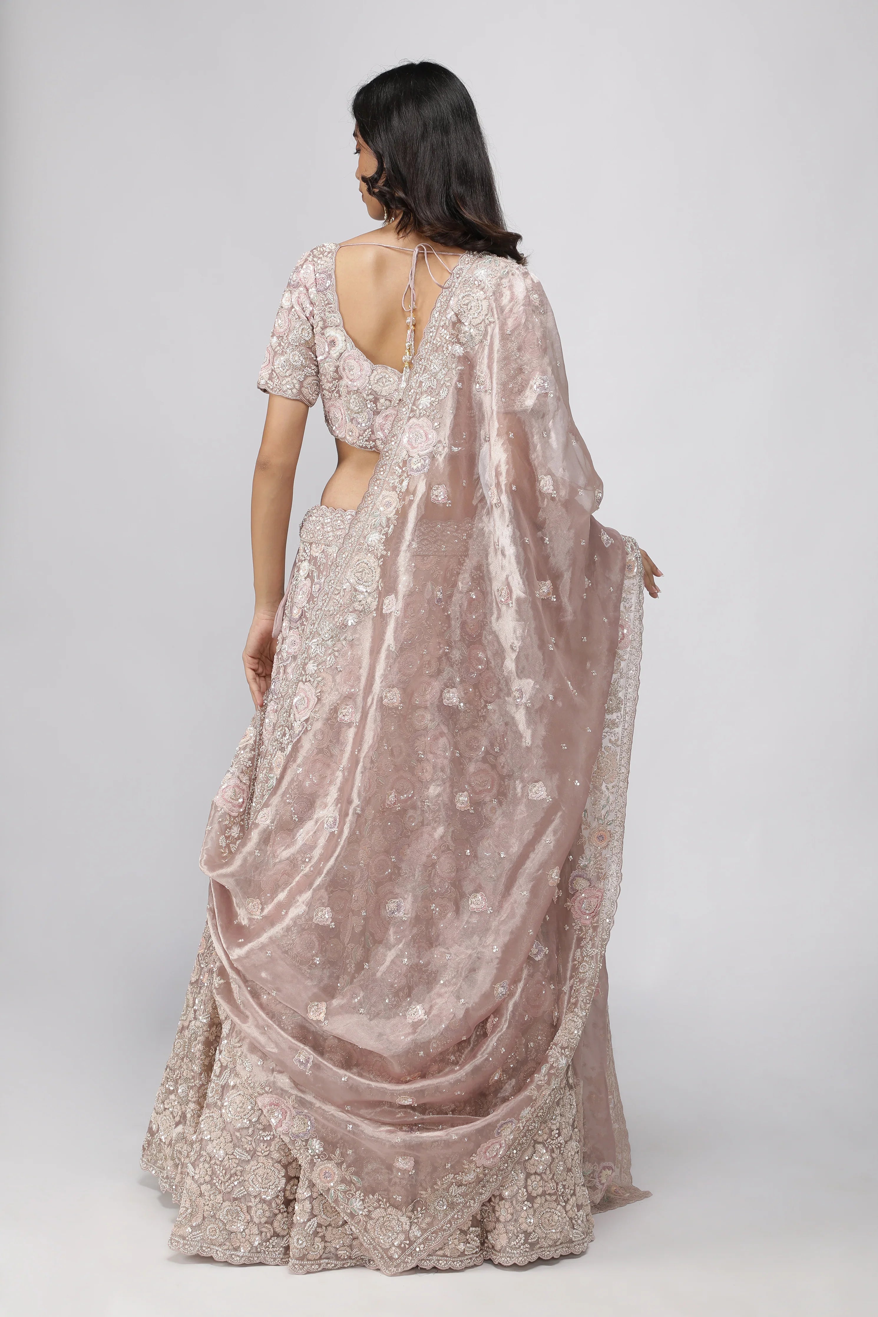 Lavender Tissue Organza Lehenga Set - Mokshaa