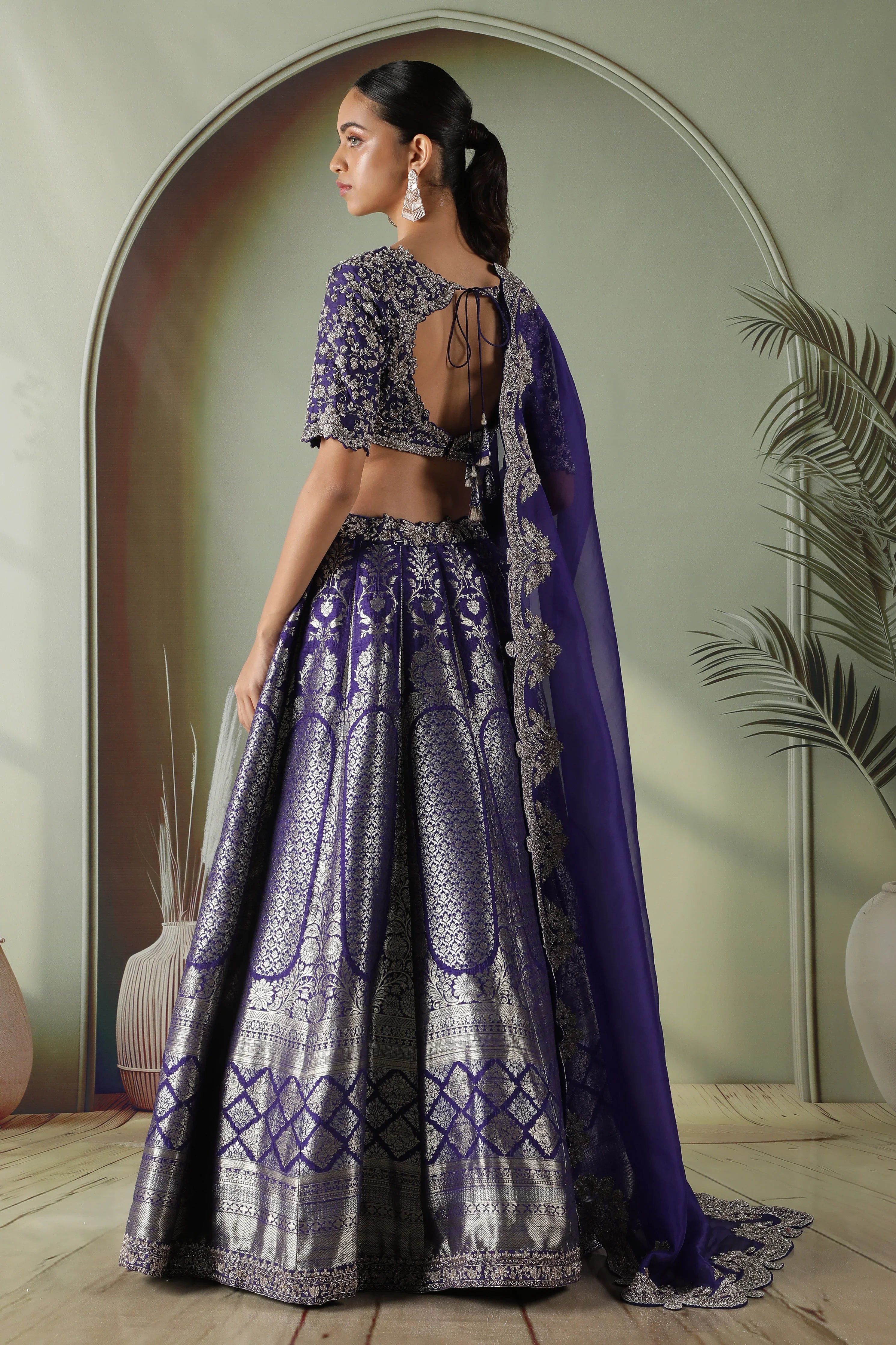 Purple Banarasi Silk Lehenga Set - Mokshaa