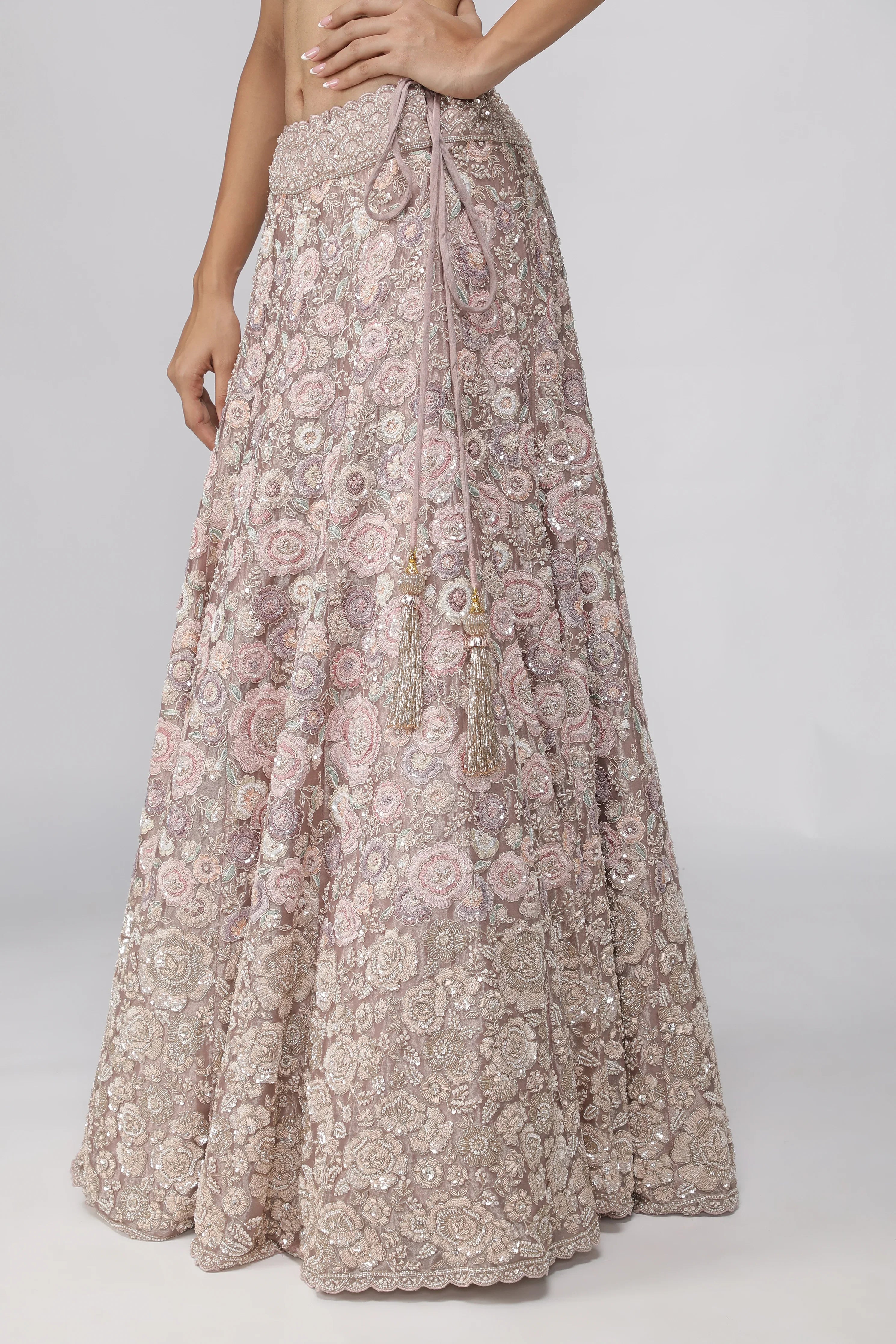 Lavender Tissue Organza Lehenga Set - Mokshaa