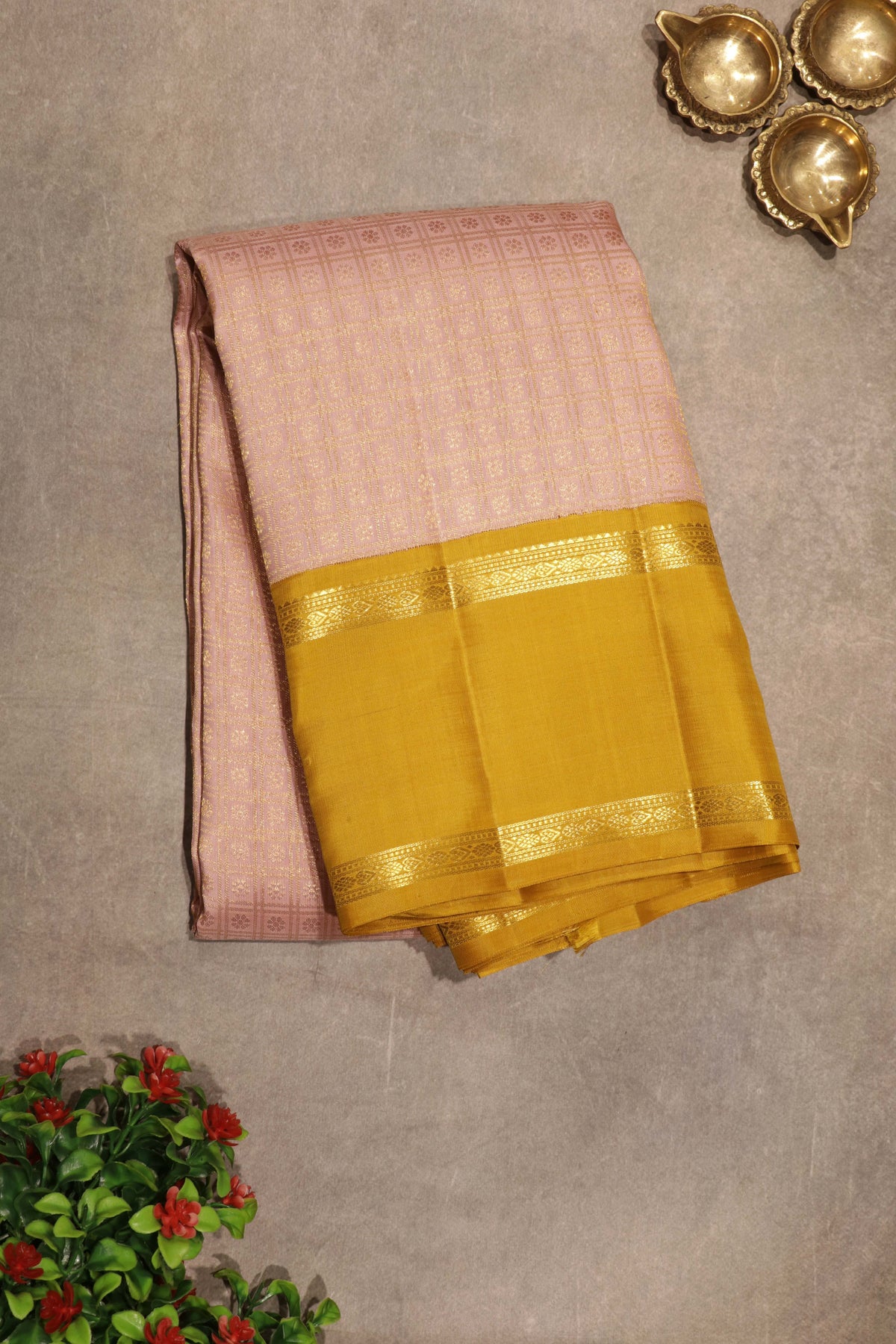 Baby Pink Kanchivaram Silk Saree - Mokshaa