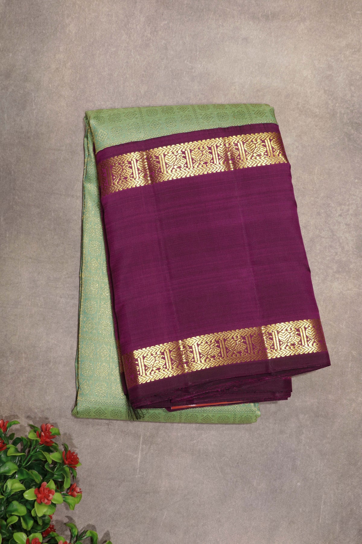 Sea Green Kanchivaram Silk Saree - Mokshaa