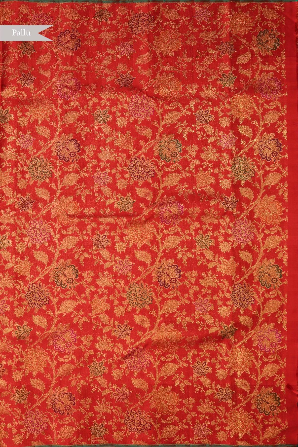 Ivory & Red Kanchivaram Brocade Silk Saree - Mokshaa