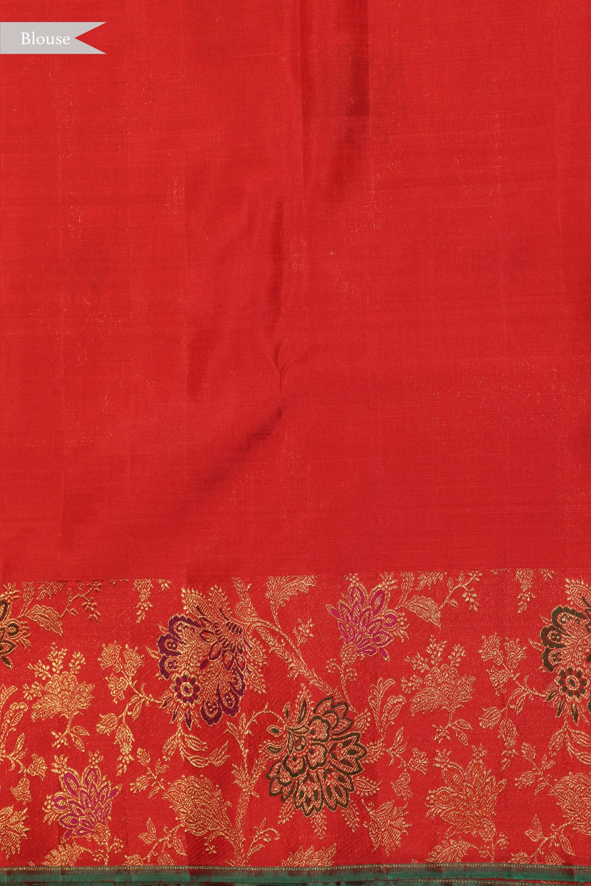 Ivory & Red Kanchivaram Brocade Silk Saree - Mokshaa