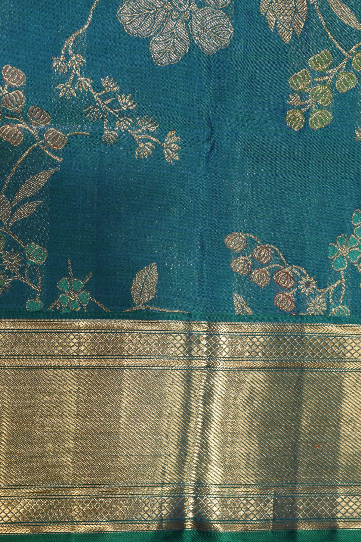 Turquoise Blue Kanchivaram Silk Saree - Mokshaa