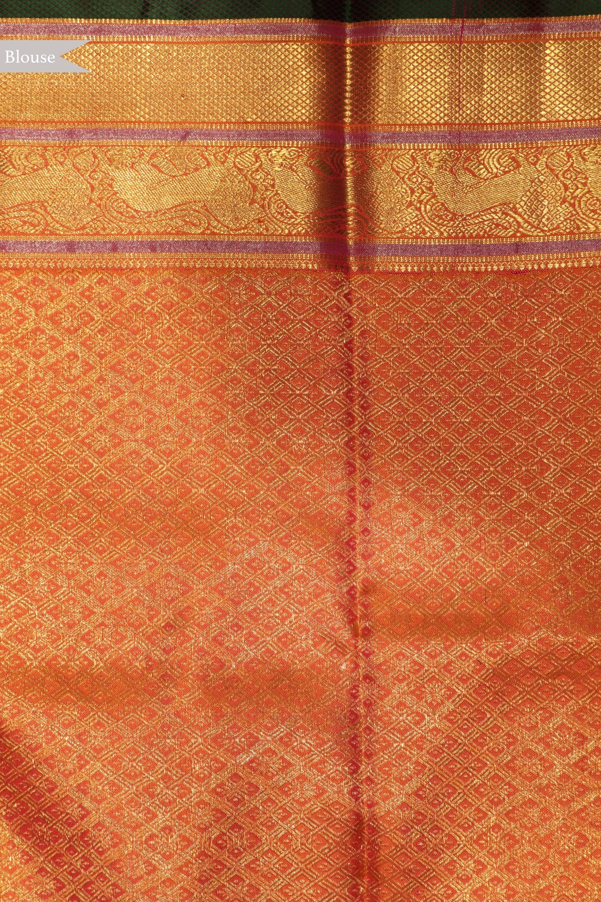 Orange Zari Checks Twill Silk Saree - Mokshaa