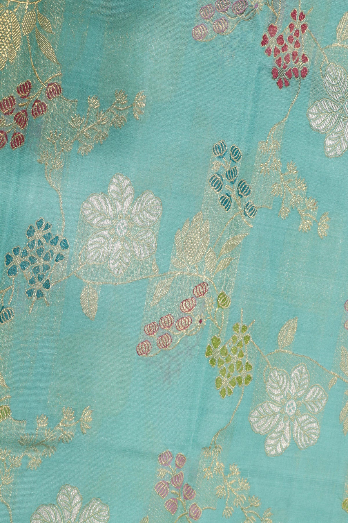 Light Blue Kanchivaram Kora Silk Saree - Mokshaa