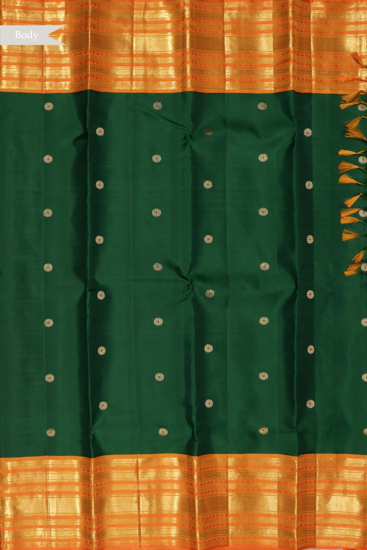 Emerald Green Coin Butti Kanchivaram Silk Saree - Mokshaa