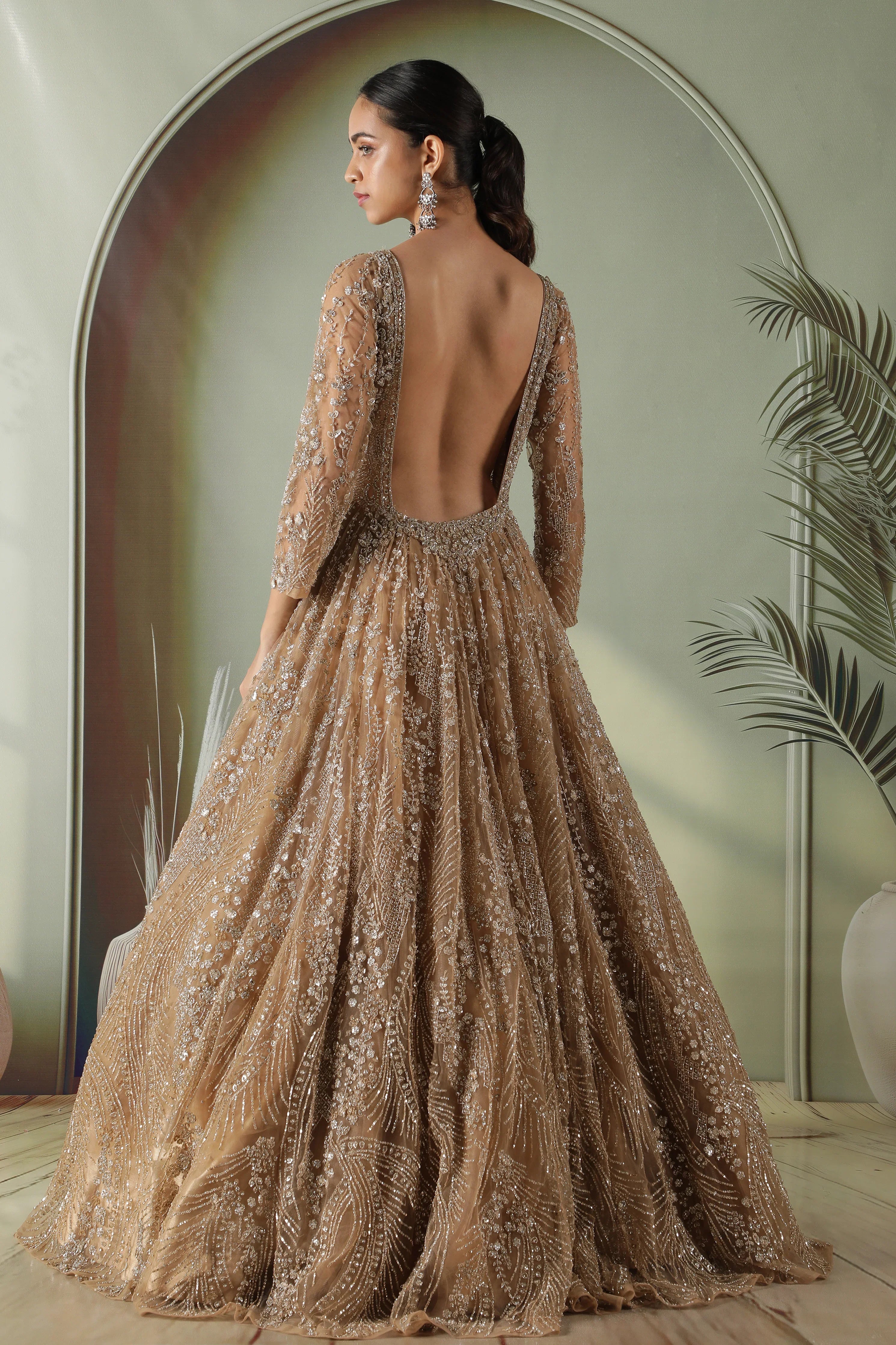 Gold Net Gown - Mokshaa