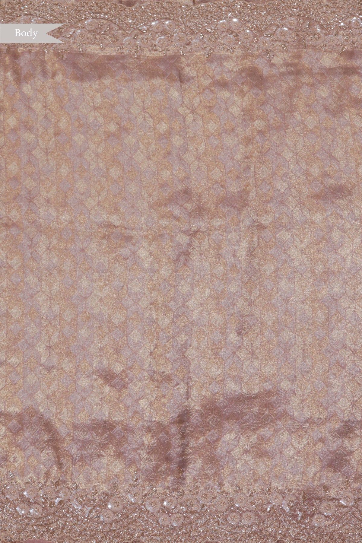 Peach Zari Weave Saree with Scalloped Border - Mokshaa