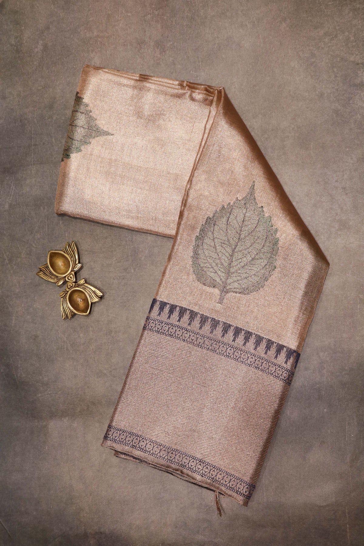 Antique Gold Kanchivaram Tissue Saree - Mokshaa