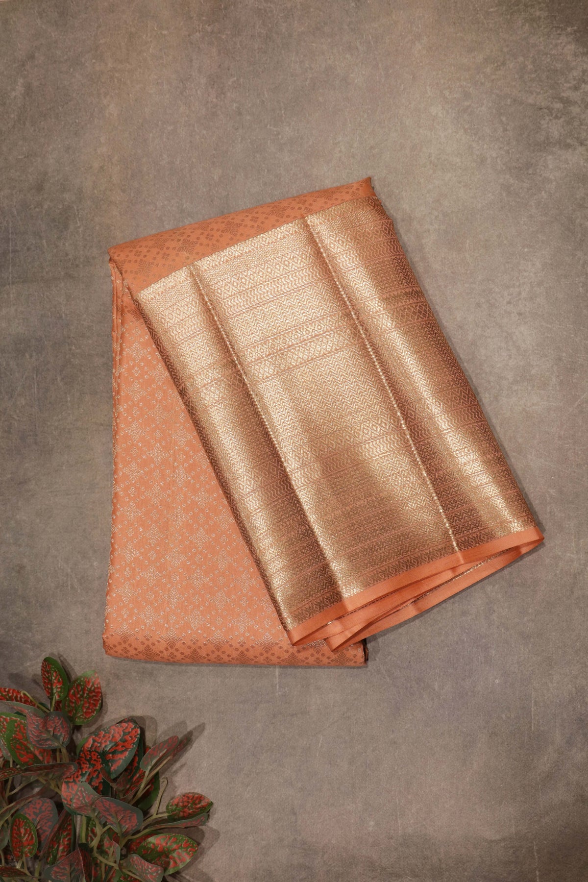 Peach Kanchivaram Silk Saree - Mokshaa