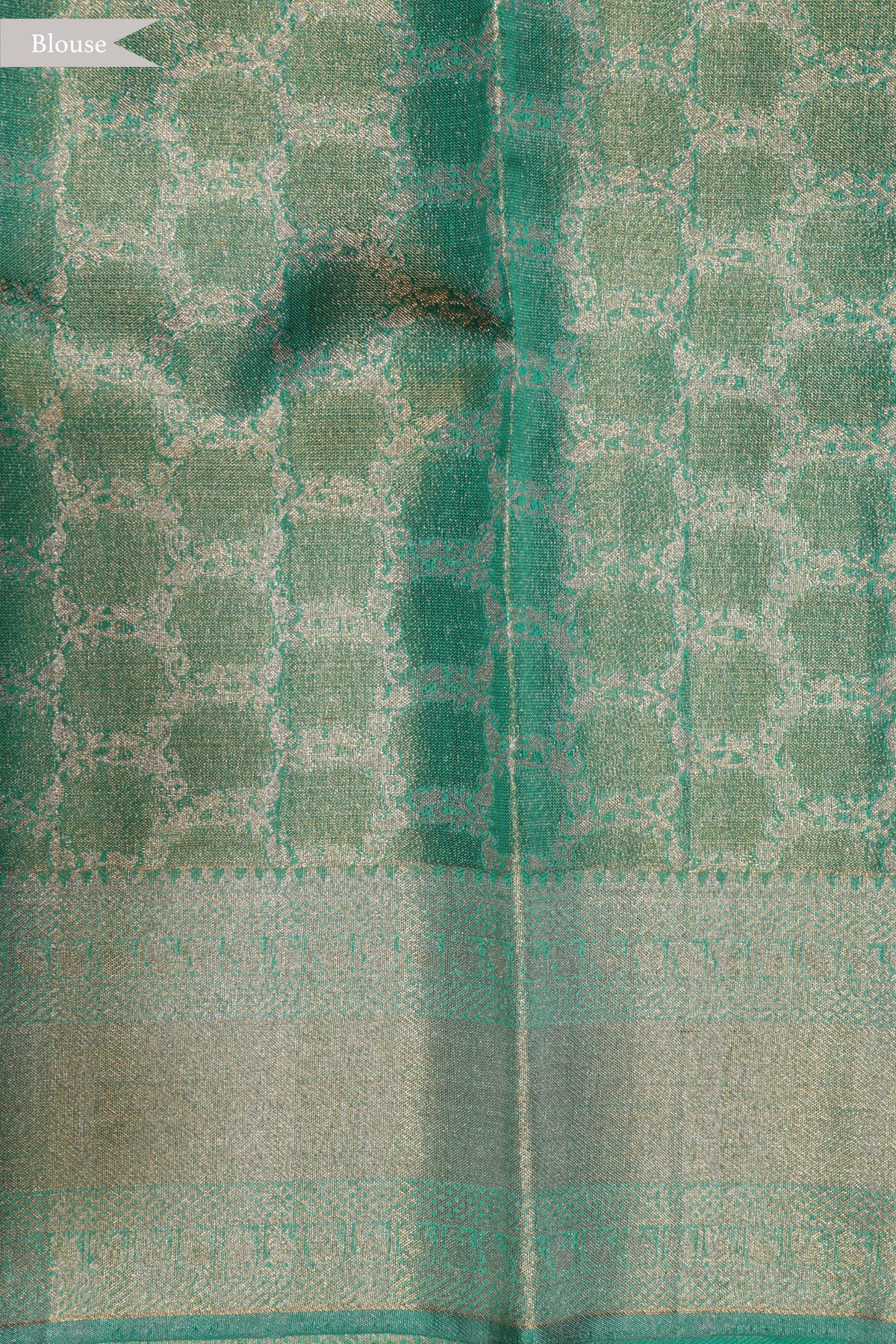 Silver Tissue Silk Saree with Aqua Floral Weaving - Mokshaa