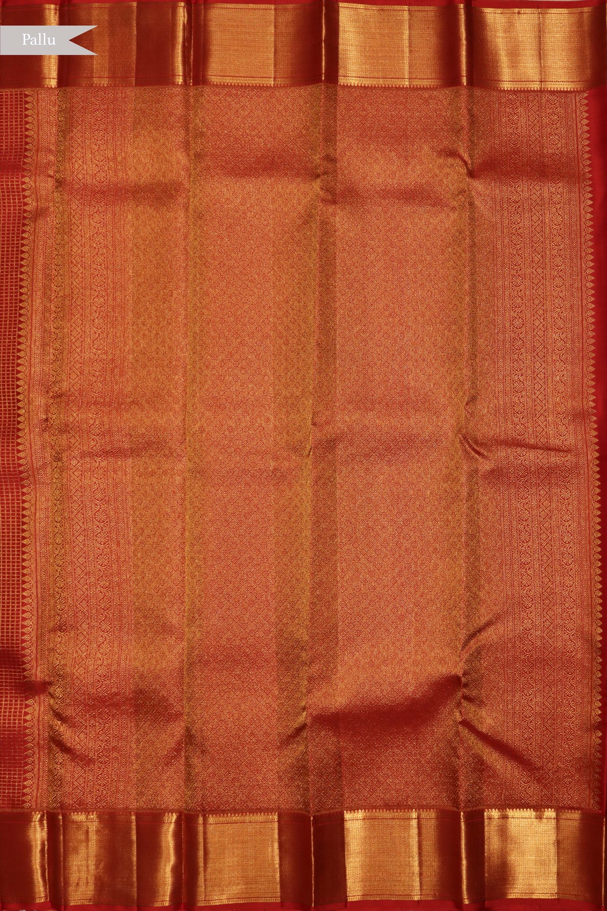 Red Kanchivaram Silk Checked Zari Saree - Mokshaa