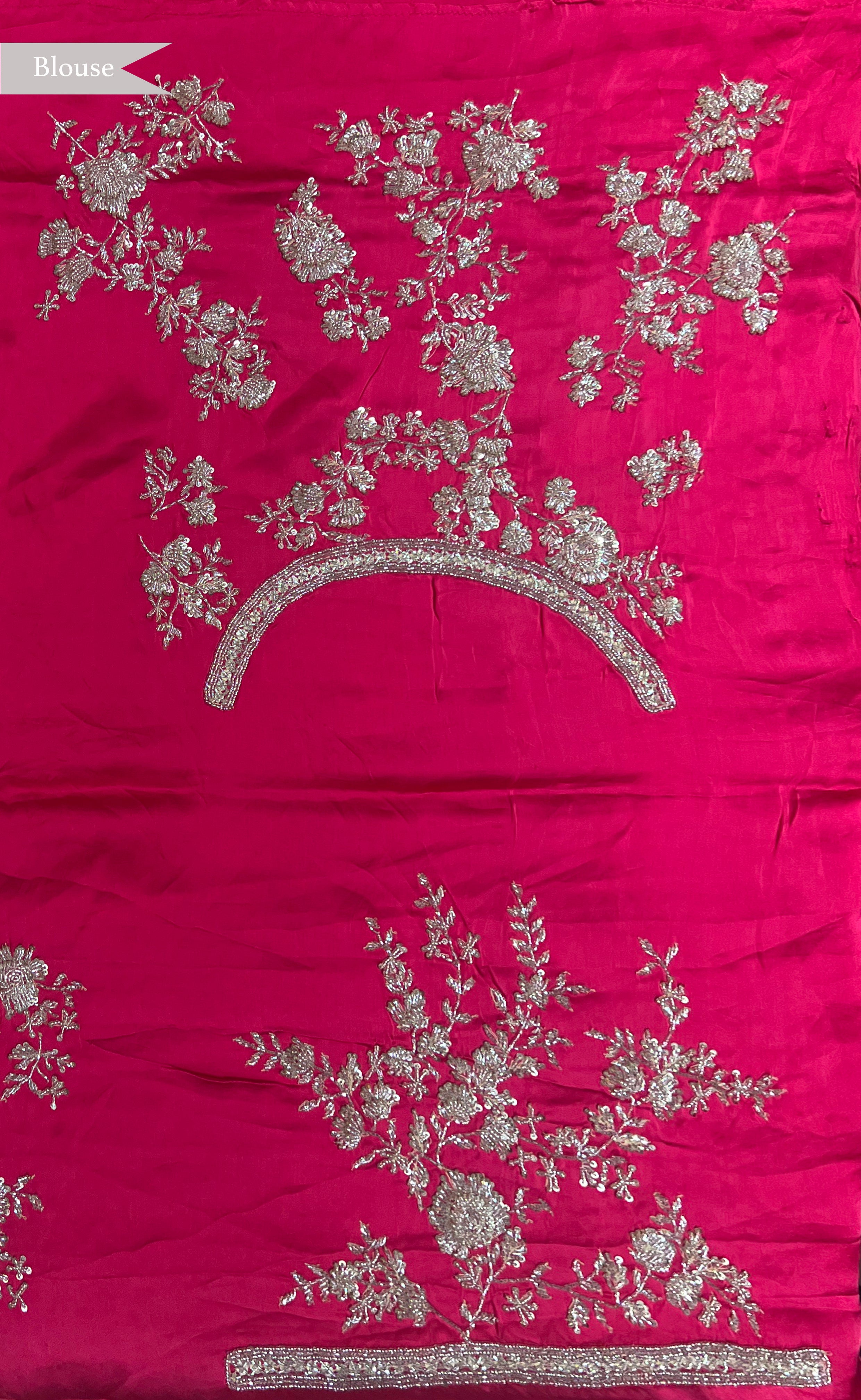 Pink Satin Saree with Kardhana and Sequin Embroidery