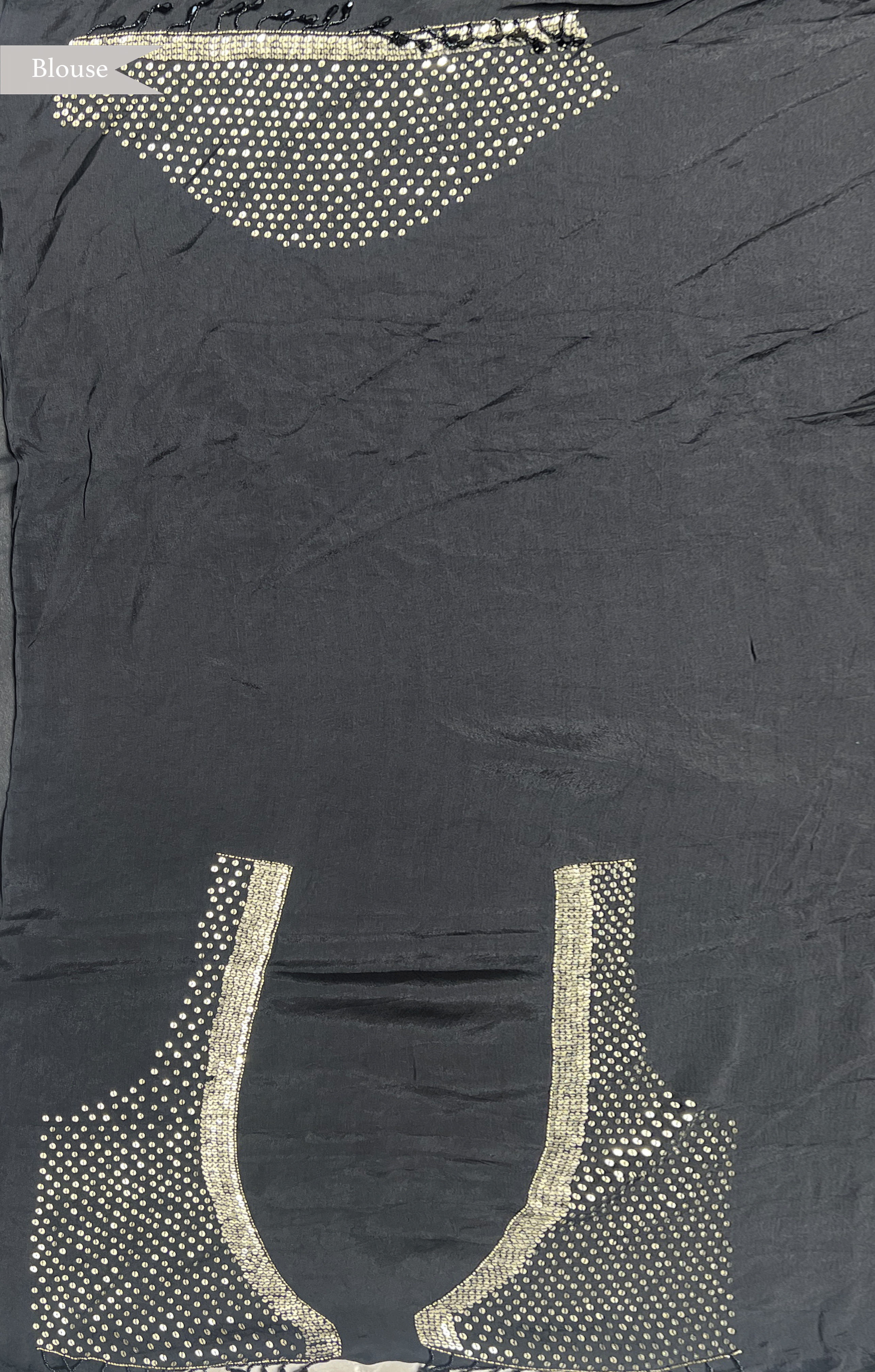 Black Crepe Saree with All-Over Sequin Floral Embroidery