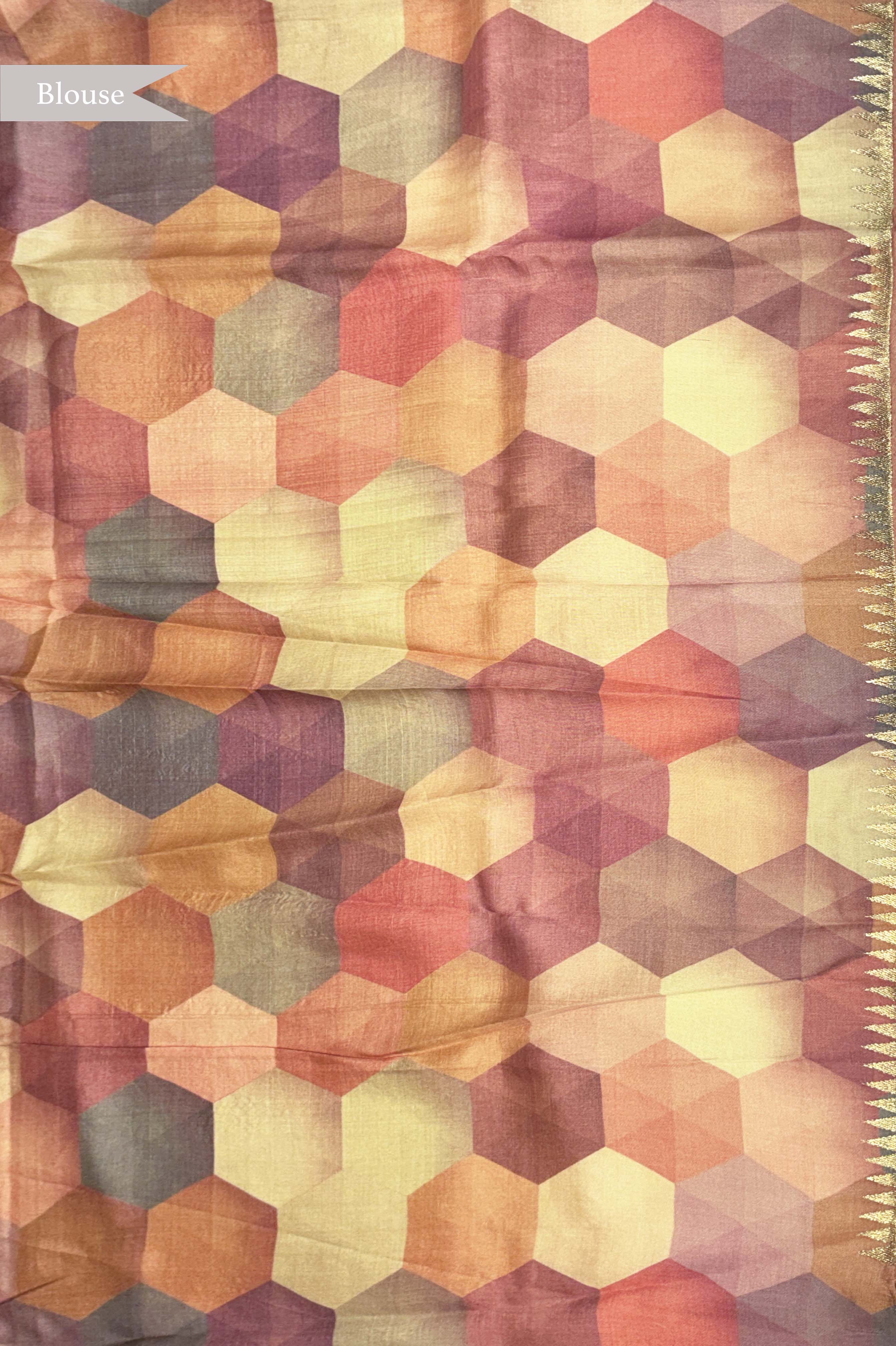 Peach Silk Kora Saree