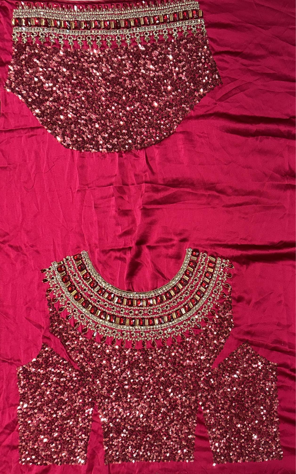 Marronish Red Satin Saree