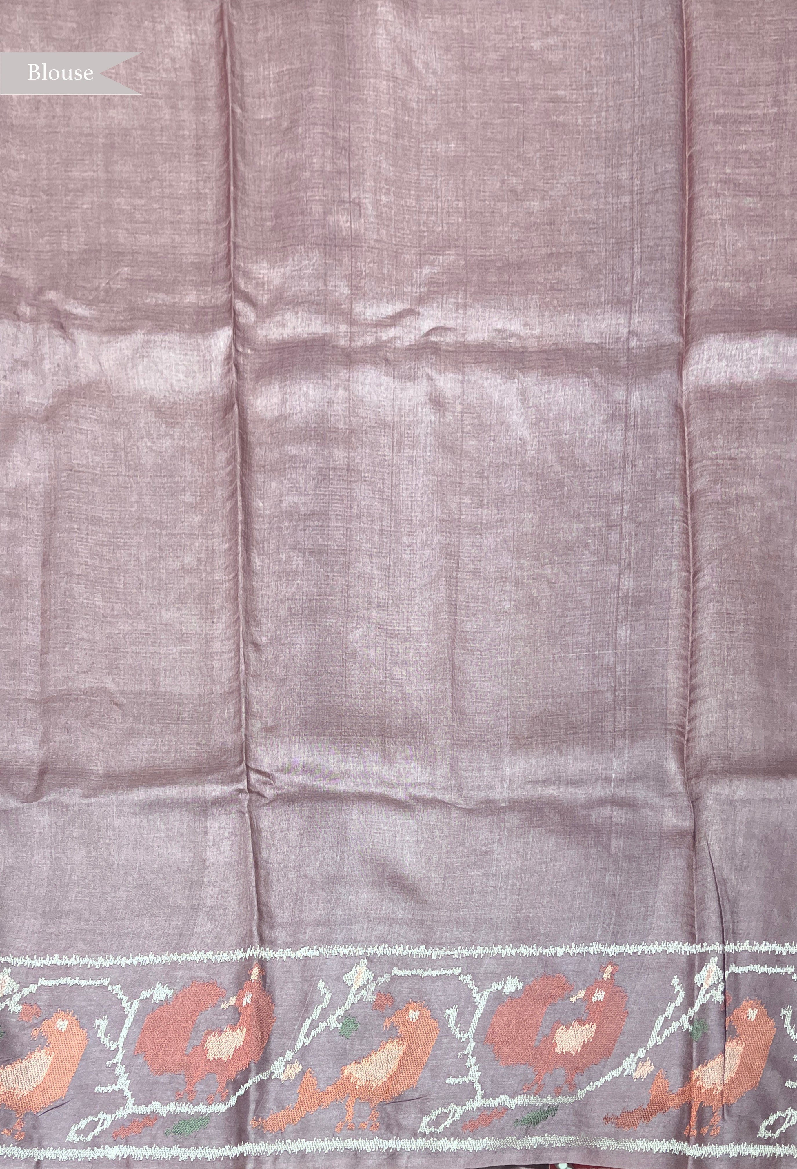 Dusty Pink Tussar Silk Saree