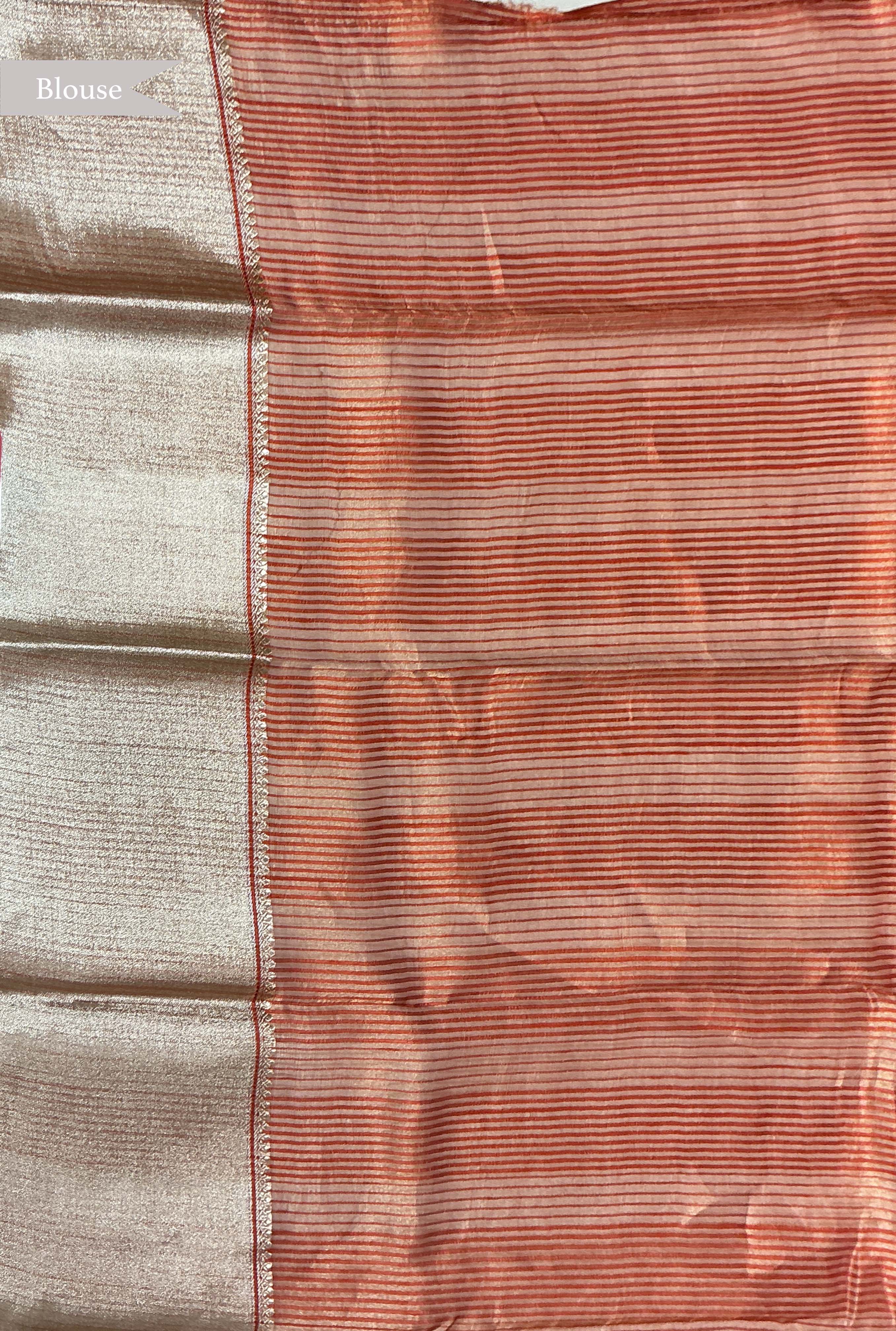 Orange Banarasi Chanderi Silk Saree