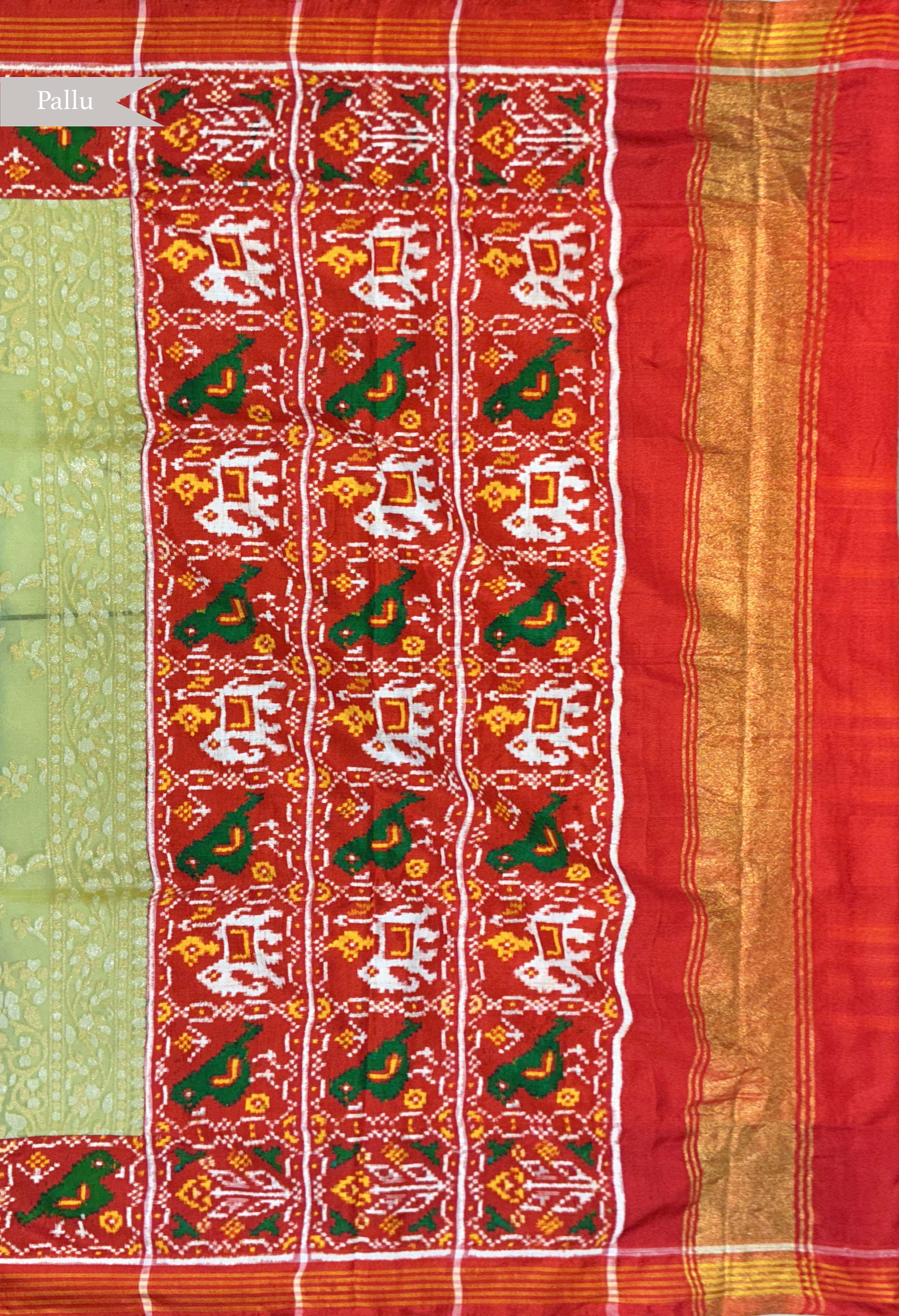 Pastel Green Kora Jamdhani Saree